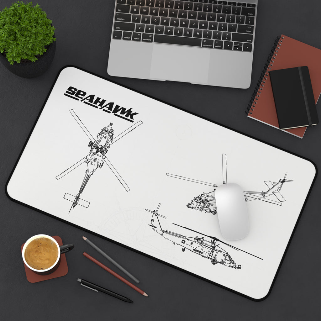 Seahawk Helicopter White Blueprint Mouse Pad / Desk Mat