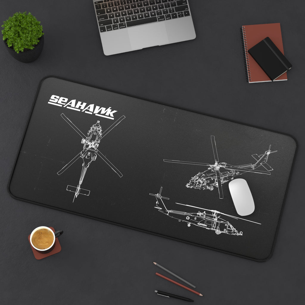 Seahawk Helicopter Black Blueprint Mouse Pad / Desk Mat