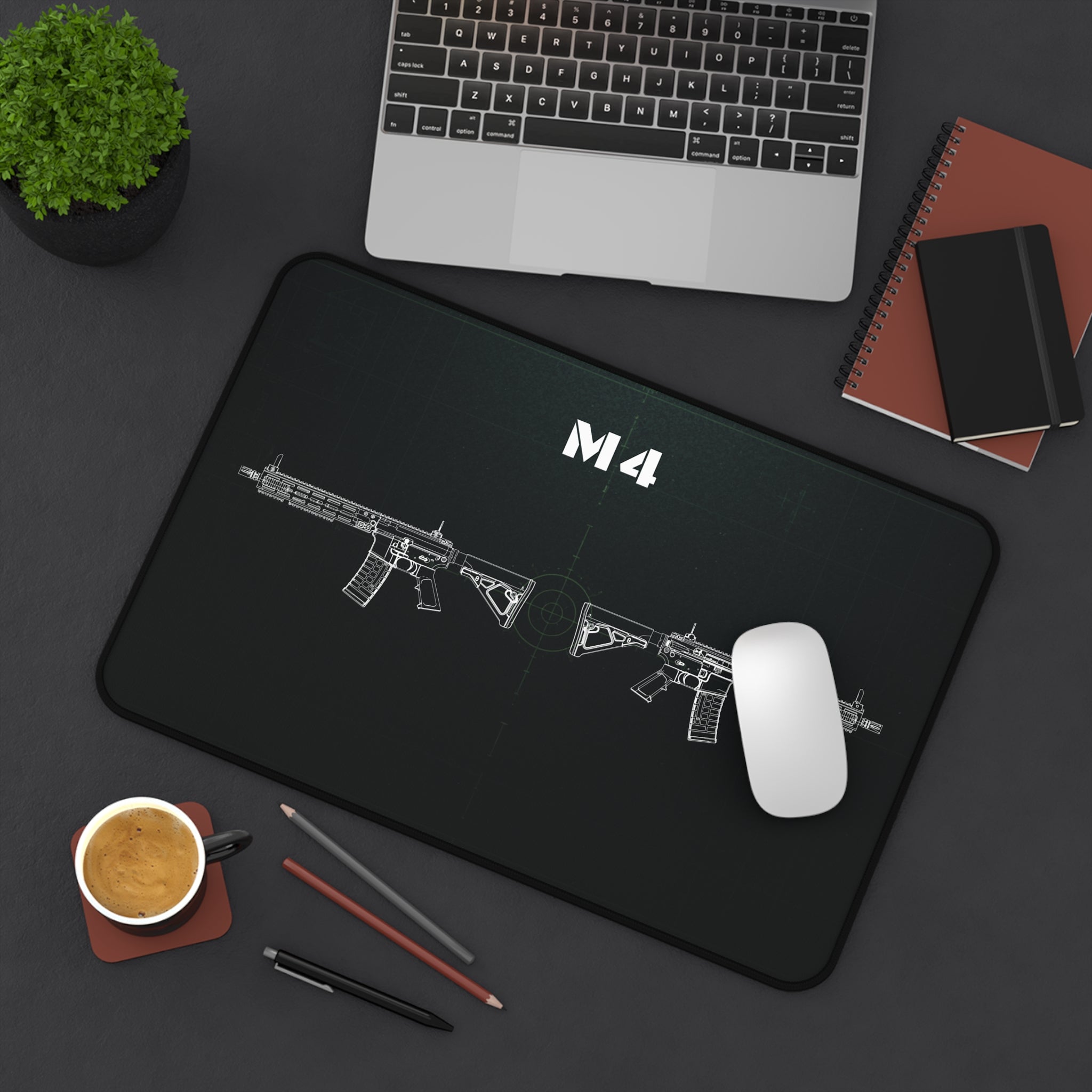 M4 Rifle Black Blueprint Mouse Pad / Desk Mat