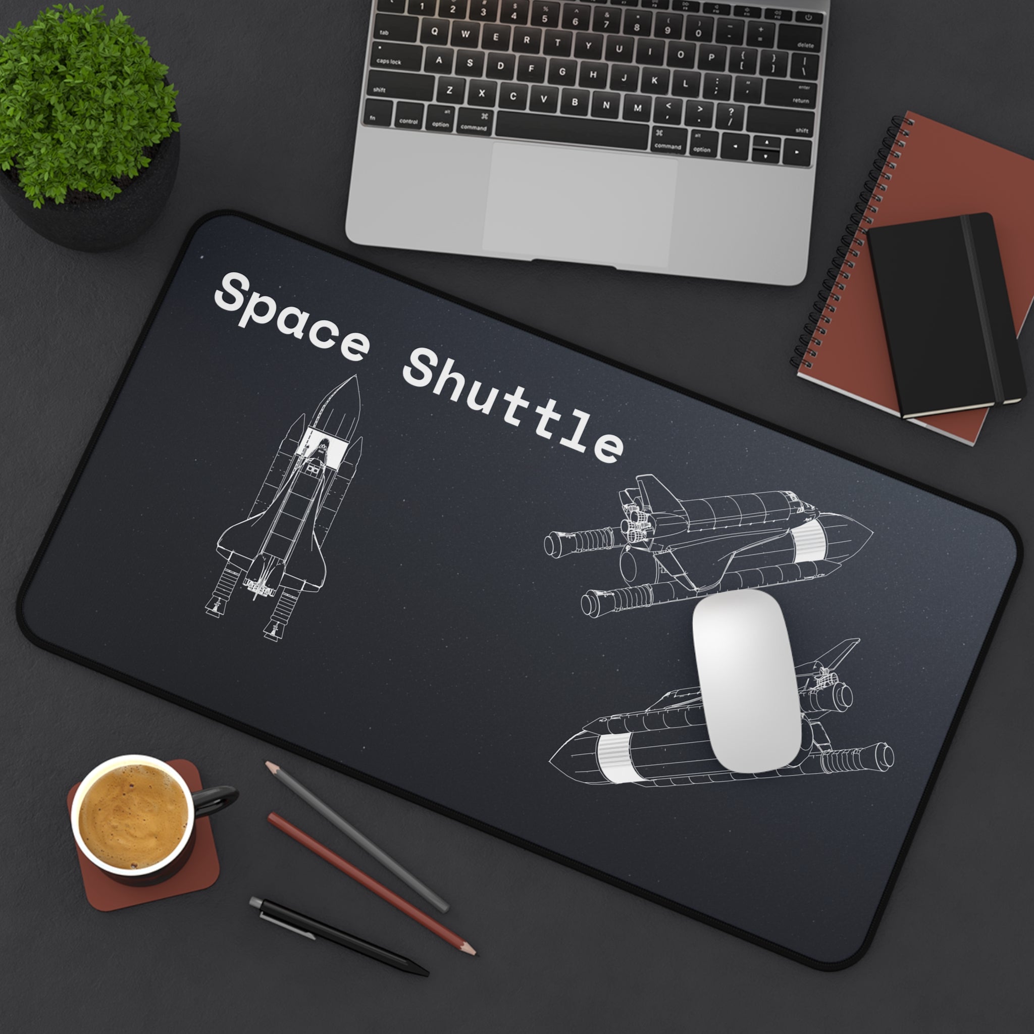 Space Shuttle Black Blueprint Mouse Pad