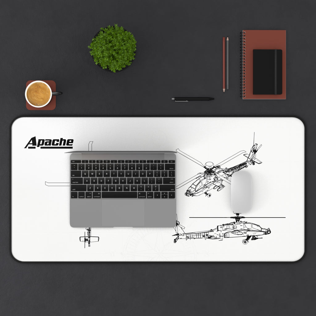 Apache Helicopter White Blueprint Mouse Pad / Desk Mat