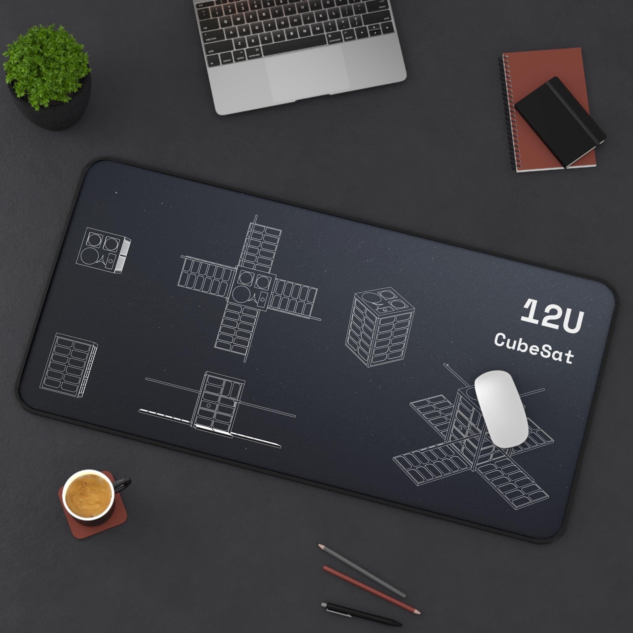 12U CubeSat Black Blueprint Mouse Pad