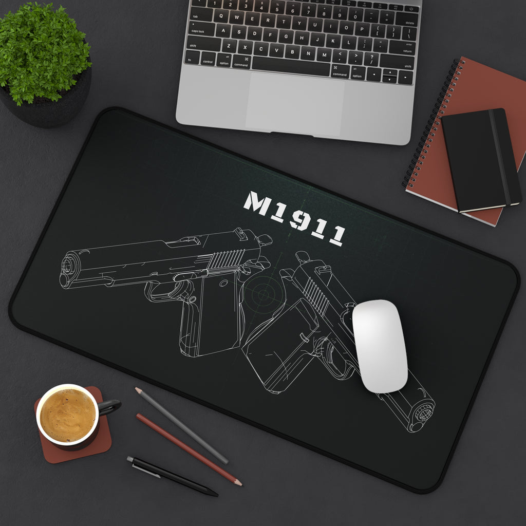 M1911 Pistol Black Blueprint Mouse Pad / Desk Mat