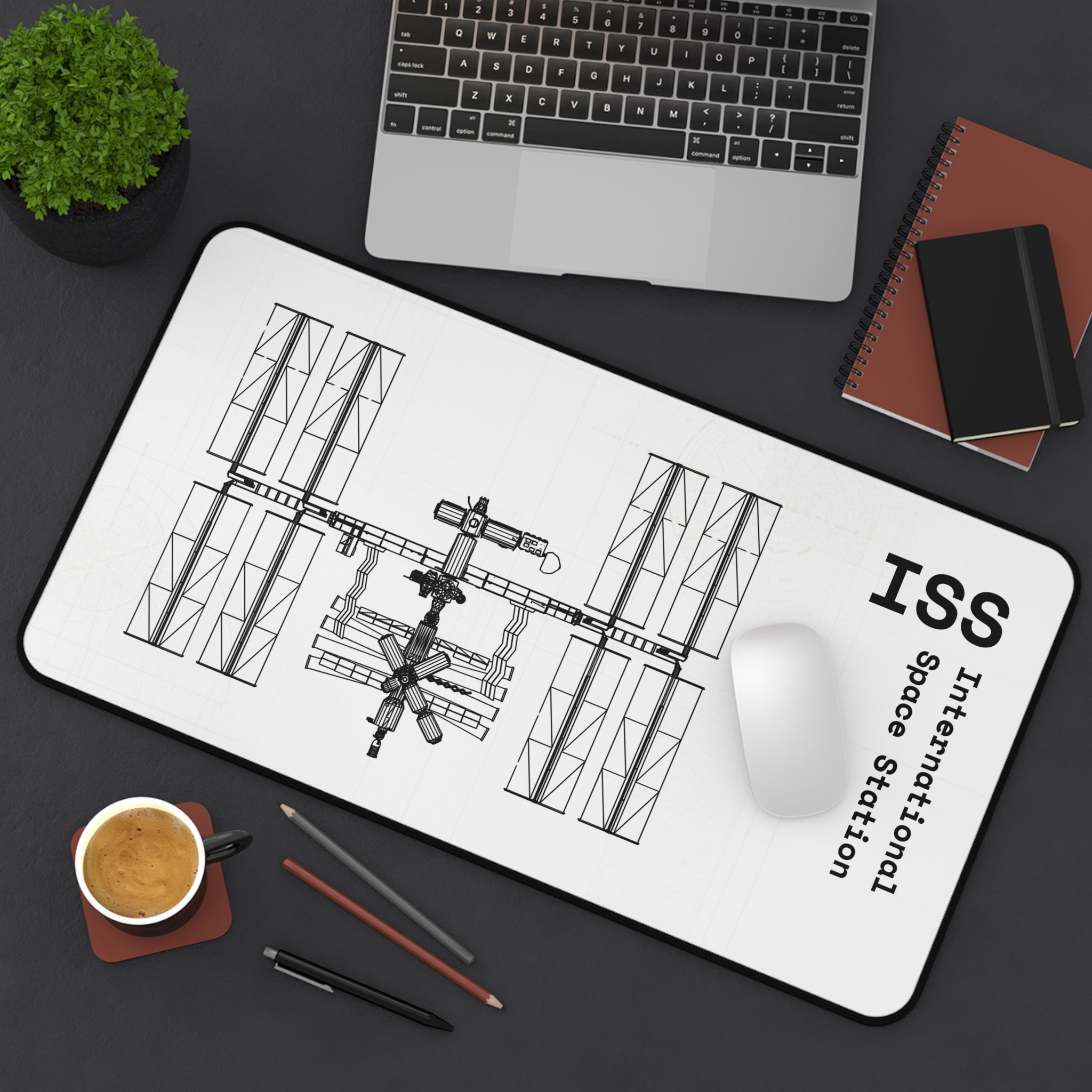 ISS International Space Station White Blueprint Mouse Pad