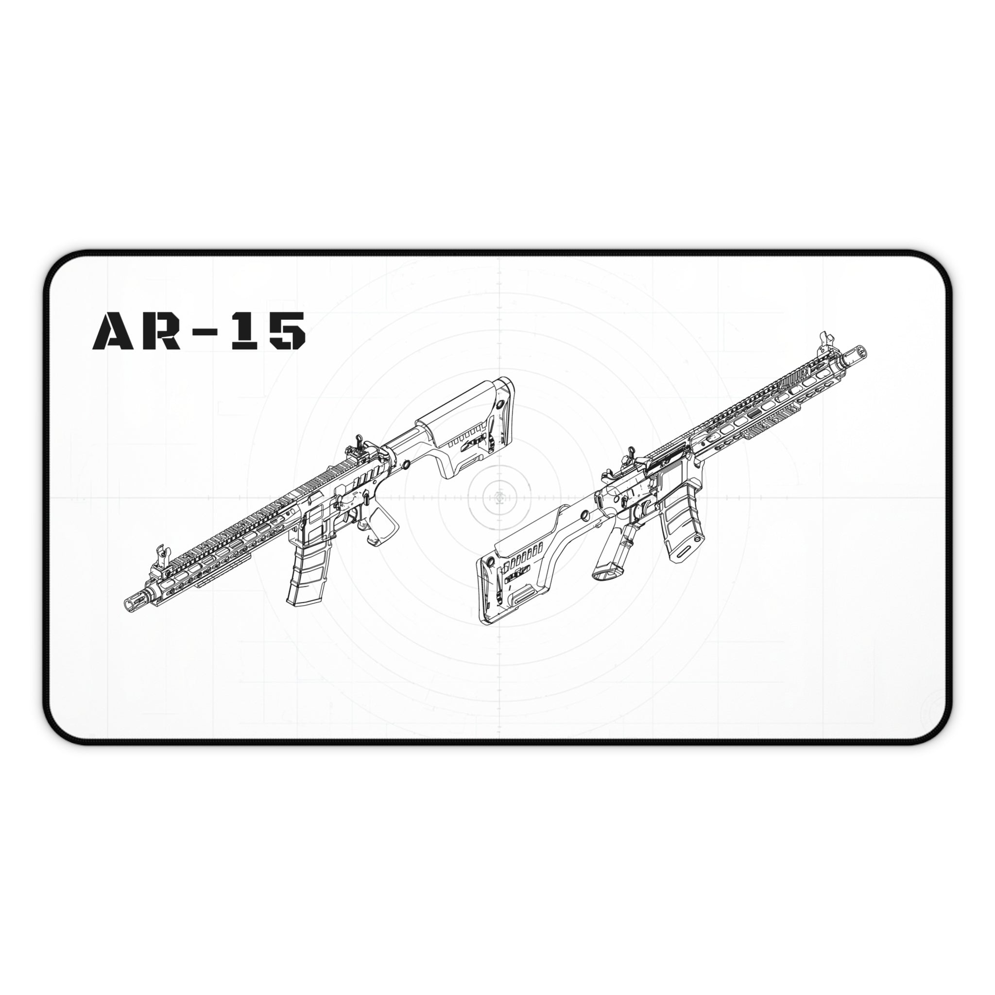 AR-15 Rifle White Blueprint Mouse Pad / Desk Mat