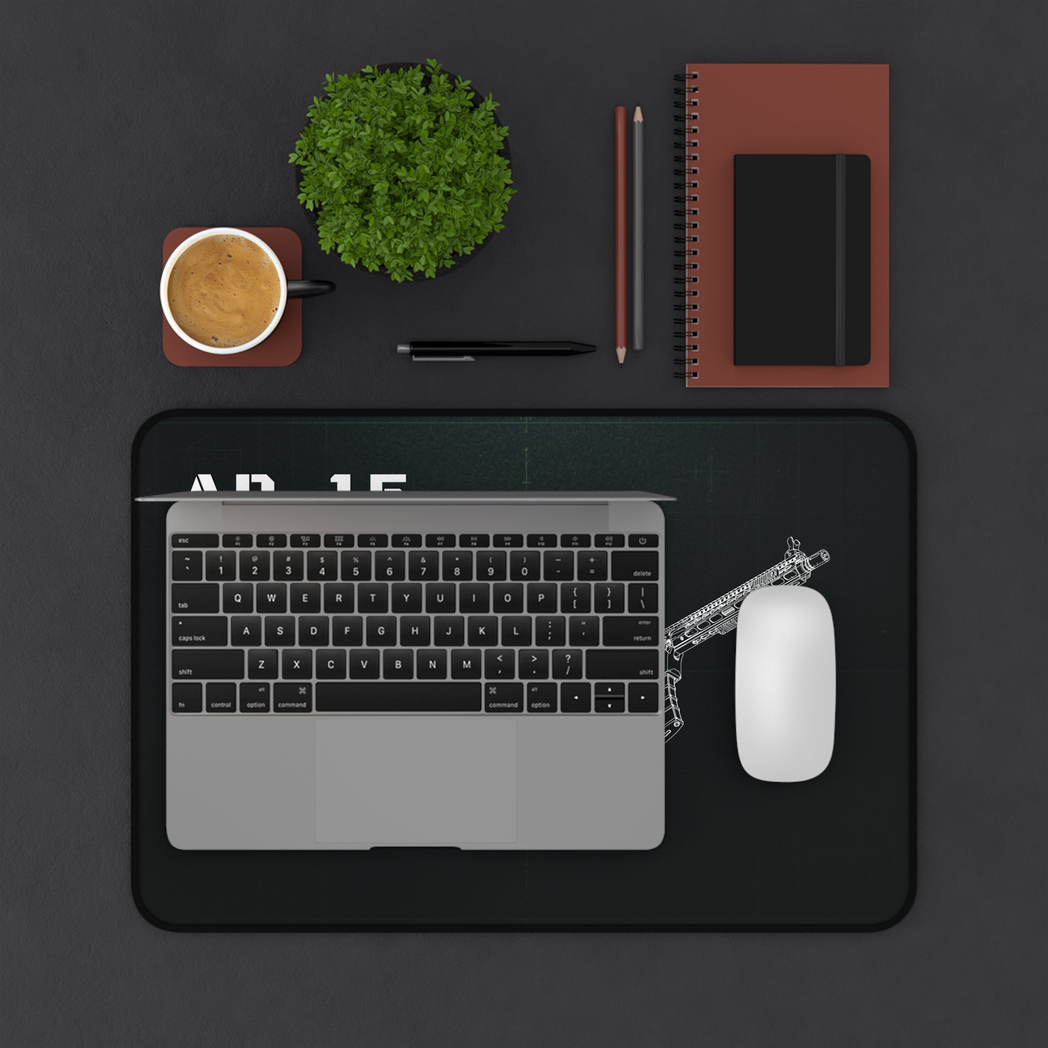 AR-15 Rifle Black Blueprint Mouse Pad / Desk Mat