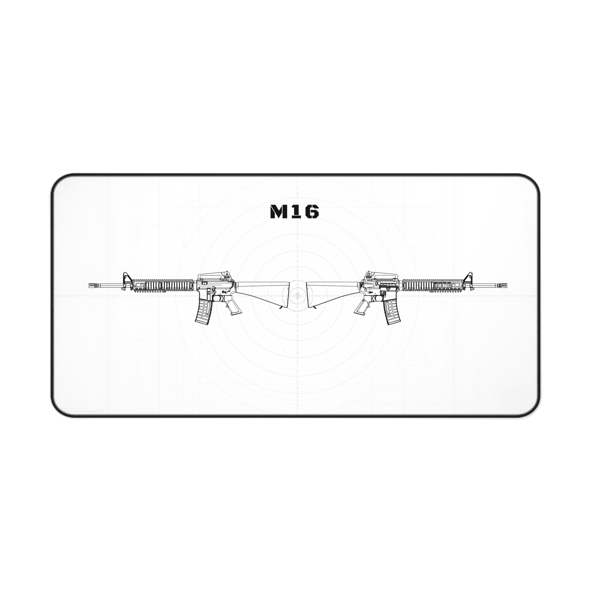 M16 Rifle White Blueprint Mouse Pad / Desk Mat
