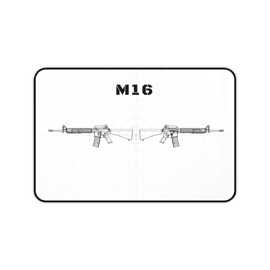 M16 Rifle White Blueprint Mouse Pad / Desk Mat