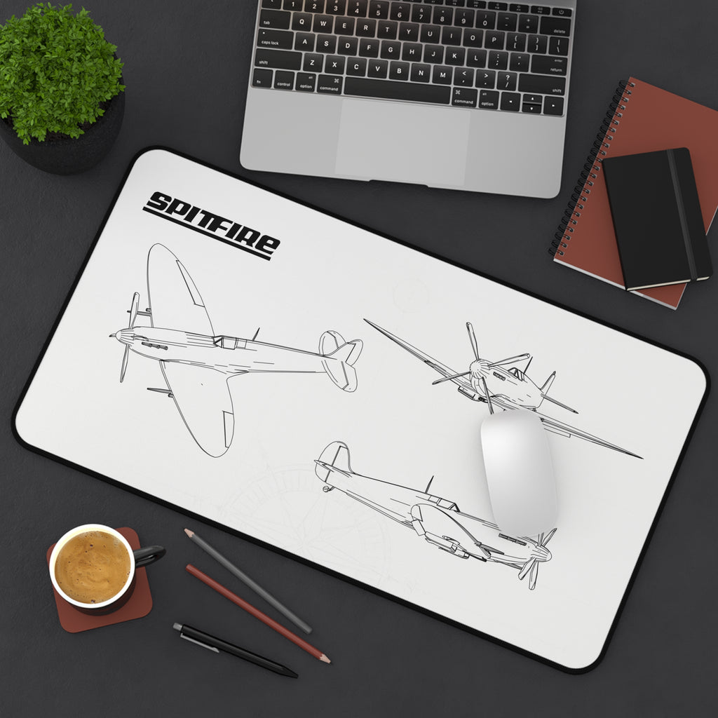 Spitfire White Blueprint Mouse Pad / Desk Mat