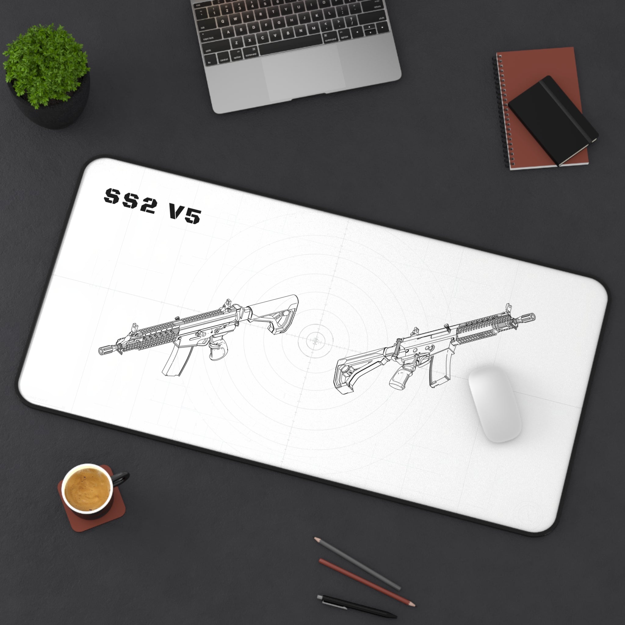 SS2 V5 Rifle White Blueprint Mouse Pad / Desk Mat