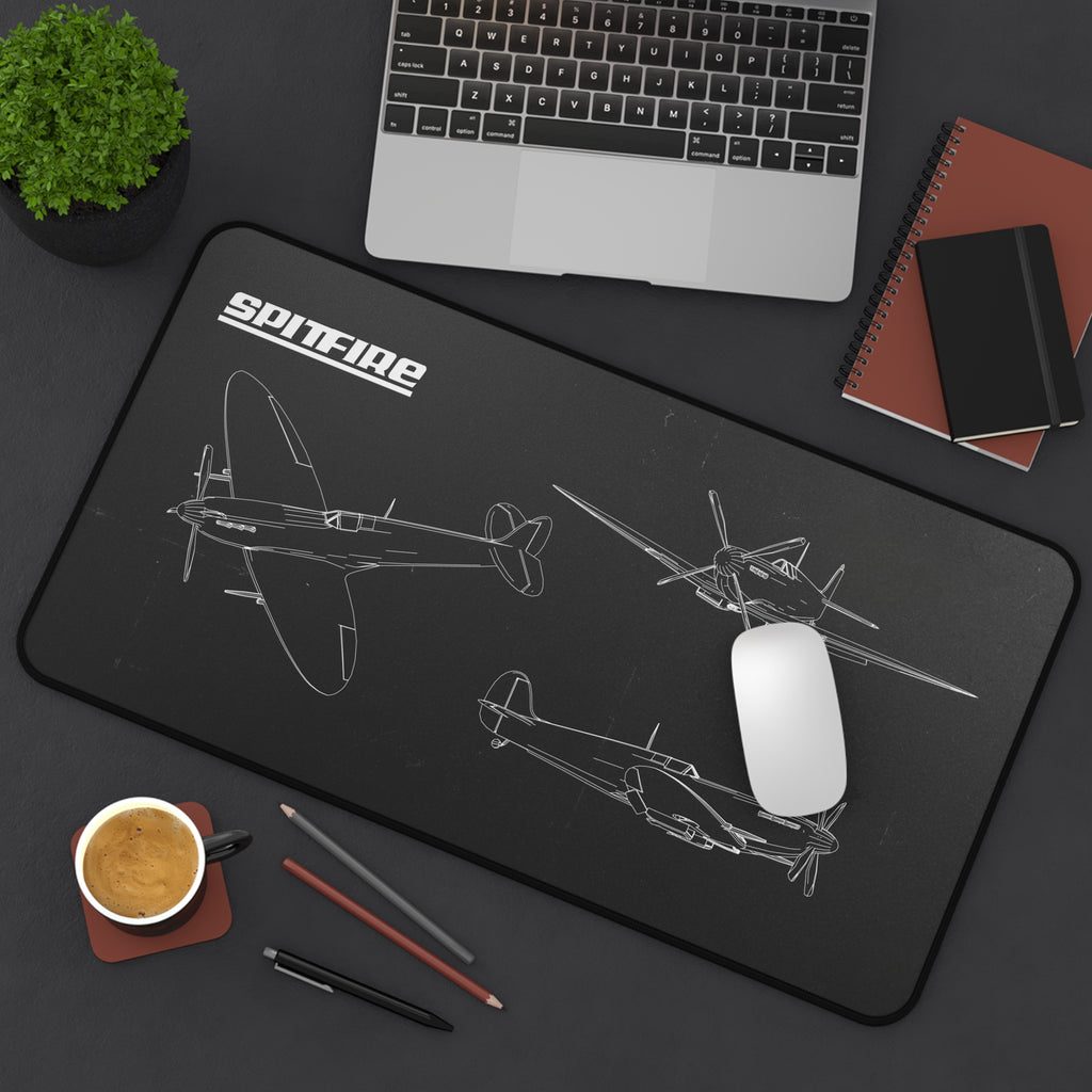 Spitfire Black Blueprint Mouse Pad / Desk Mat