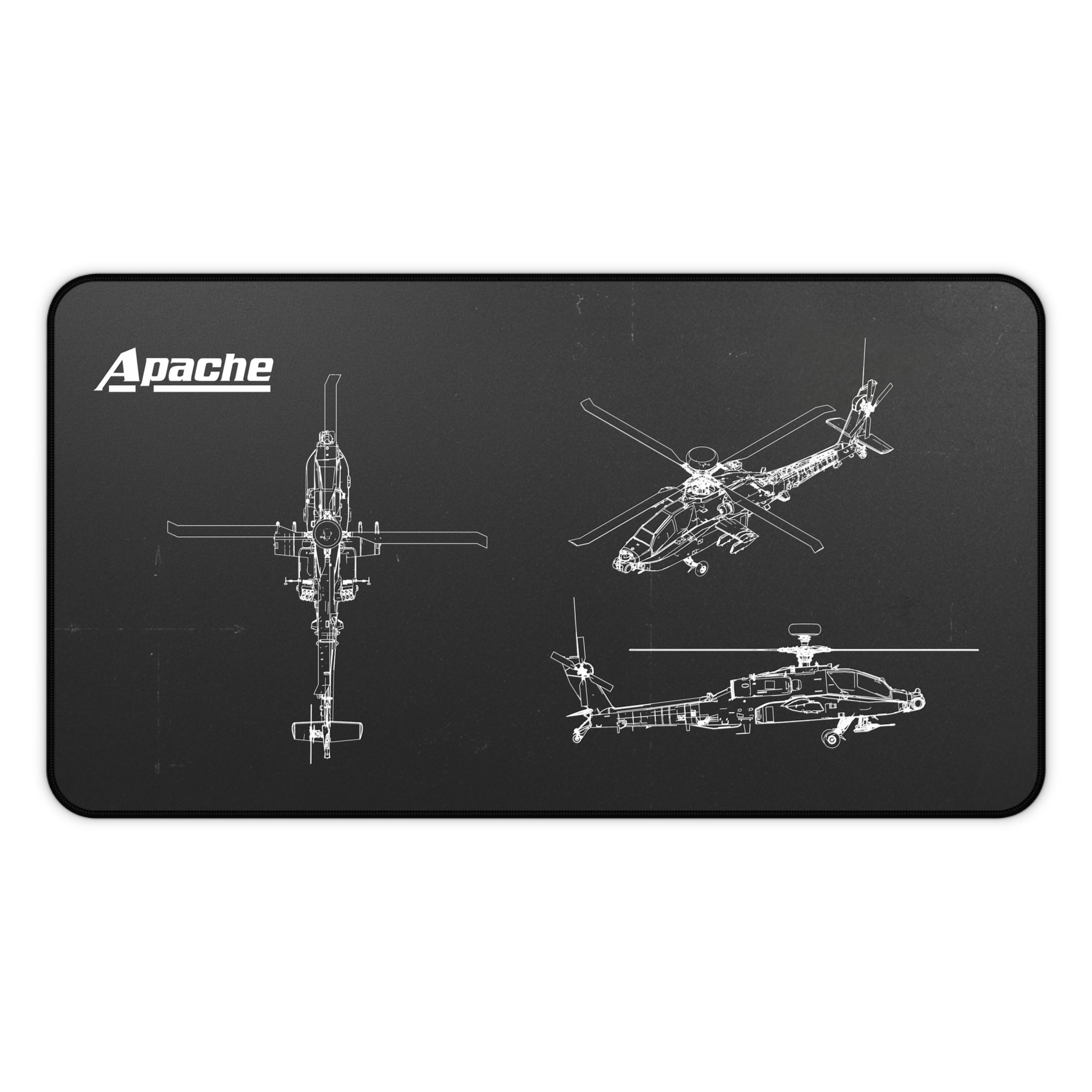 Apache Helicopter Black Blueprint Mouse Pad / Desk Mat