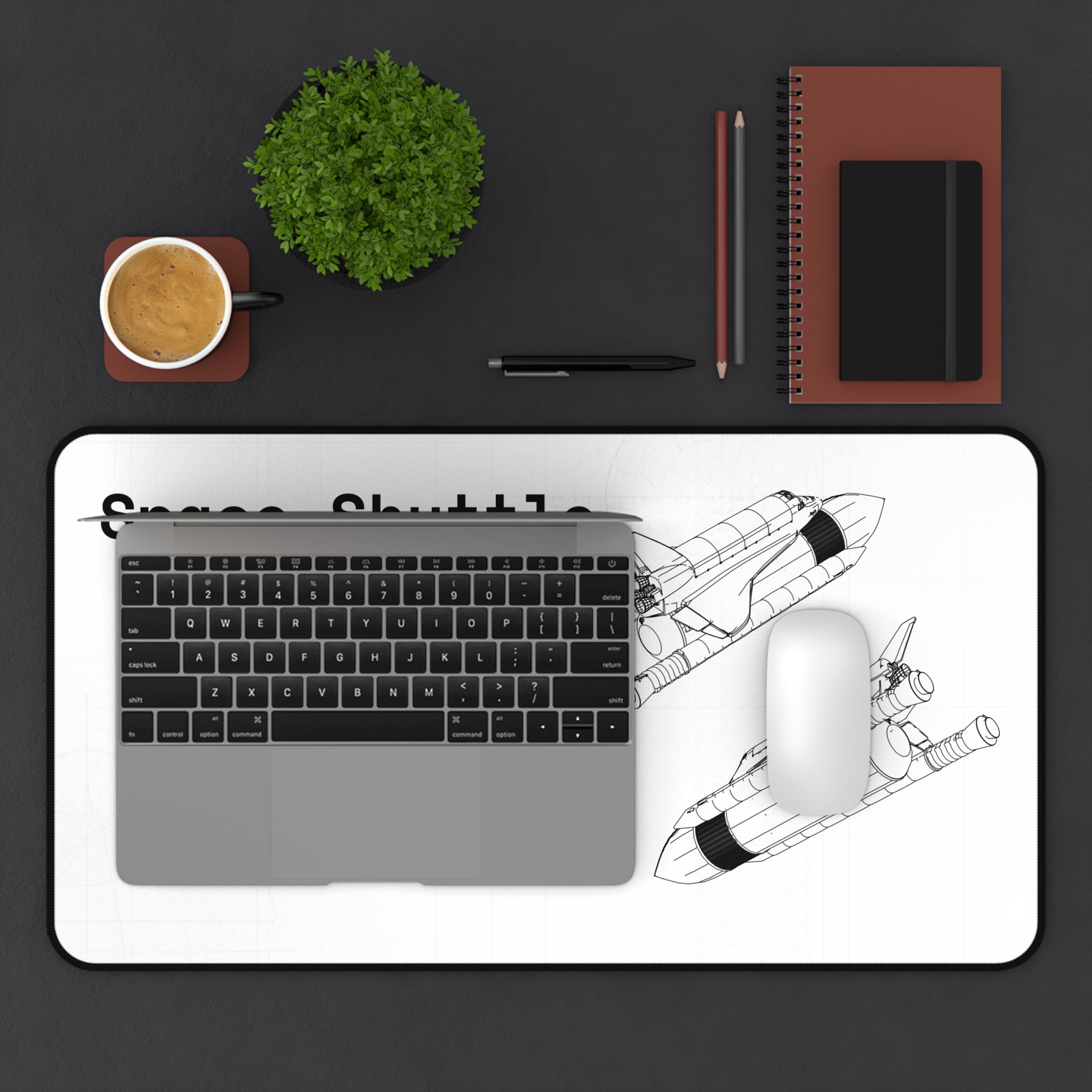 Space Shuttle White Blueprint Mouse Pad