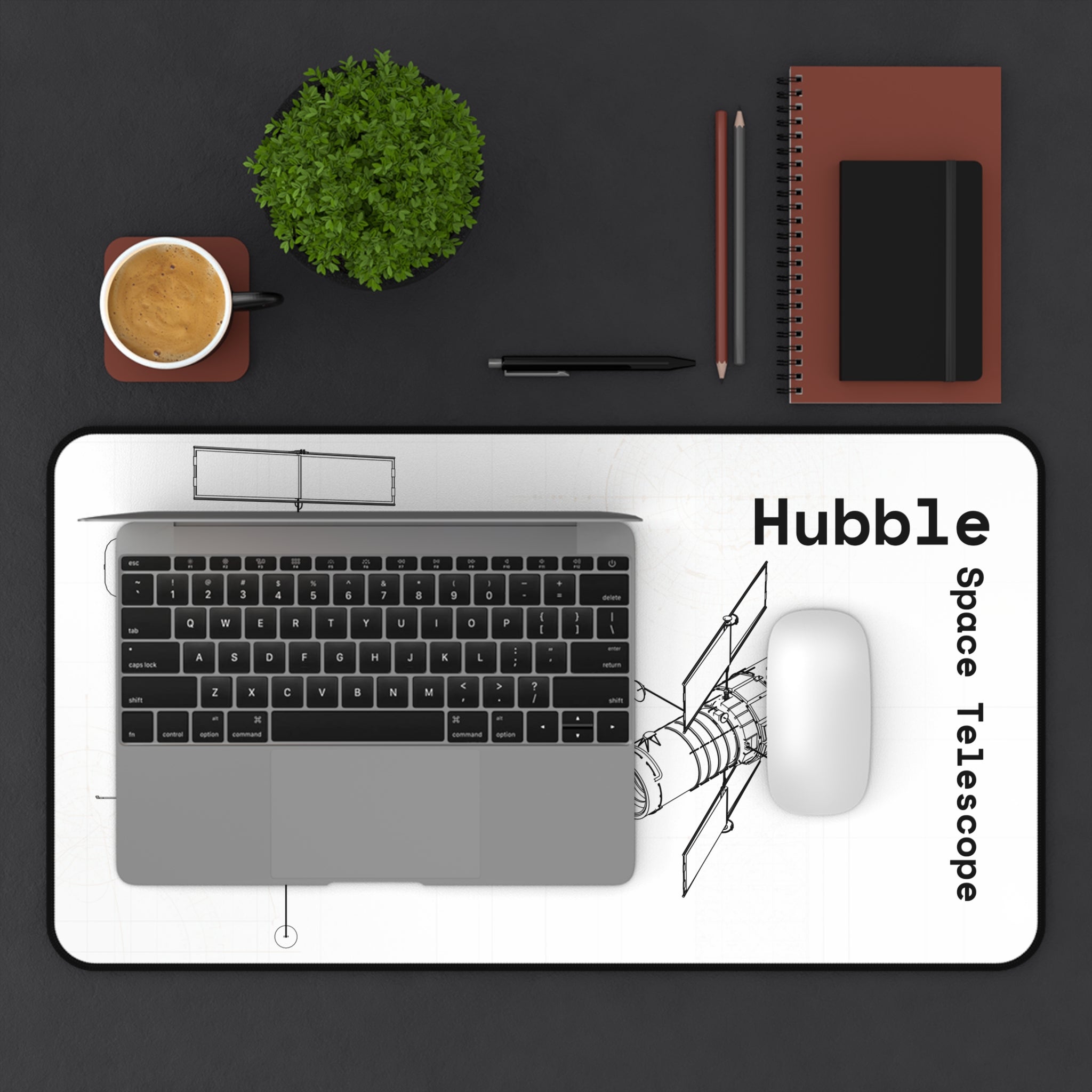 Hubble Space Telescope White Blueprint Mouse Pad