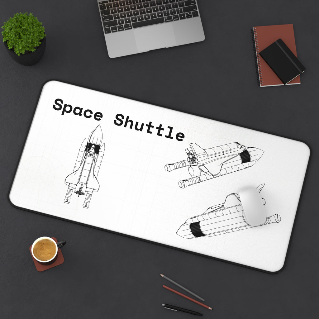 Space Shuttle White Blueprint Mouse Pad