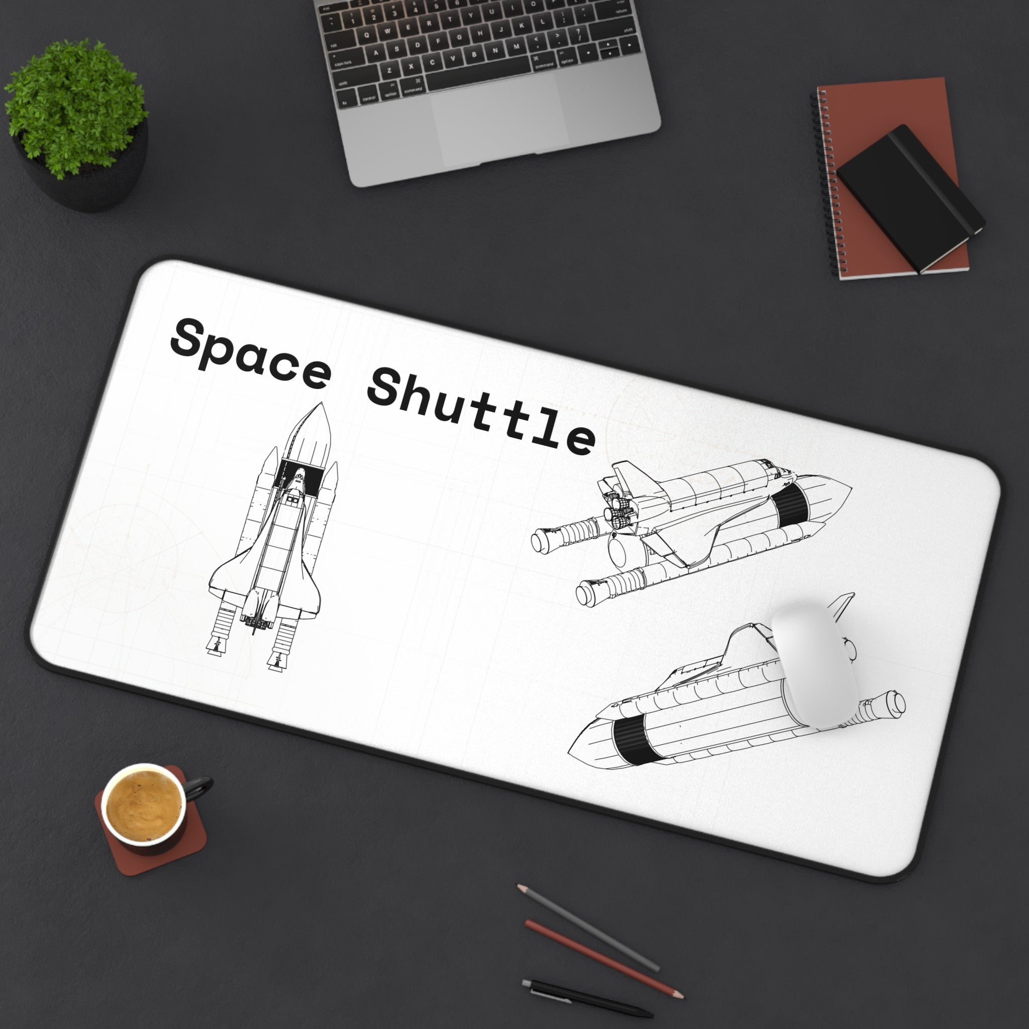 Space Shuttle White Blueprint Mouse Pad