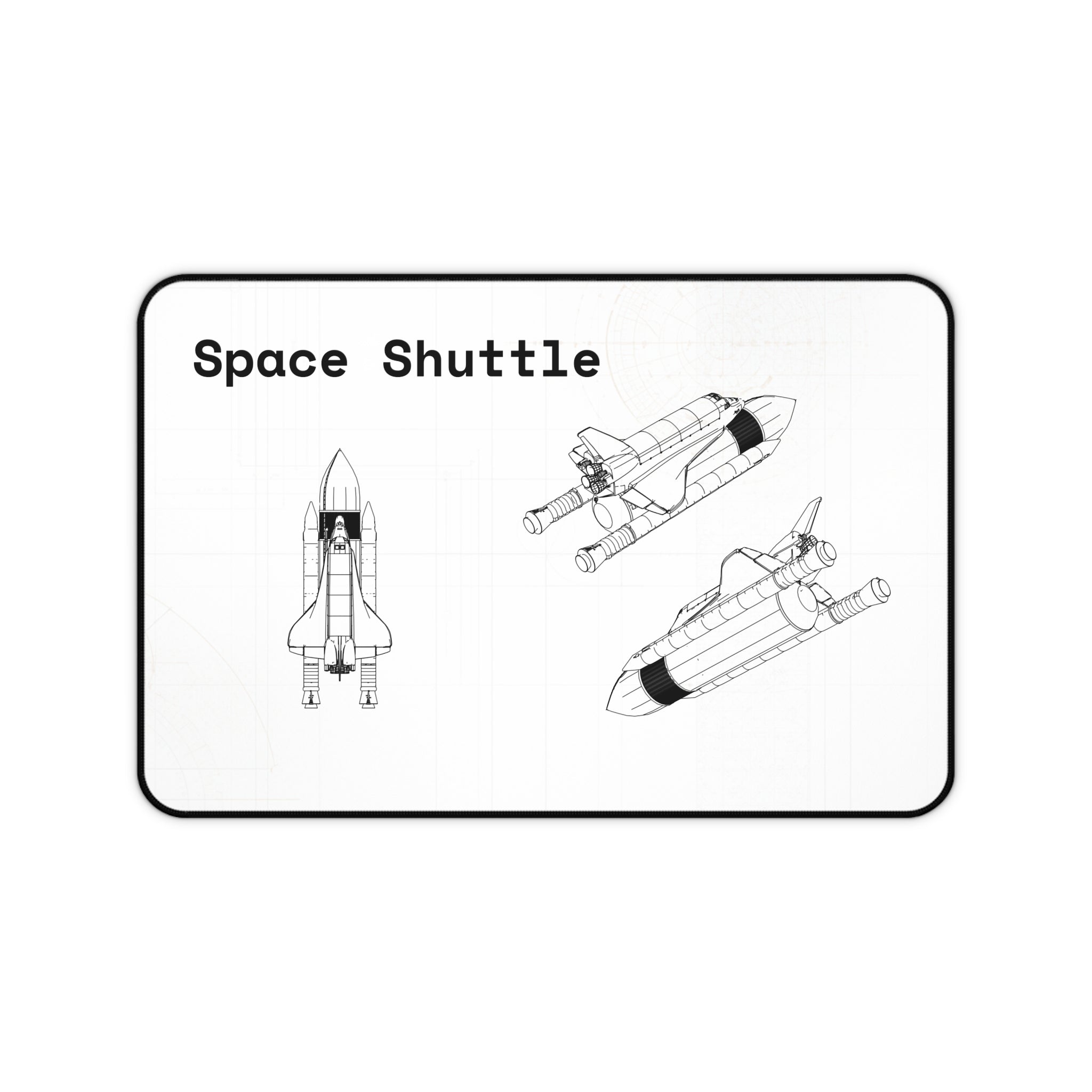 Space Shuttle White Blueprint Mouse Pad