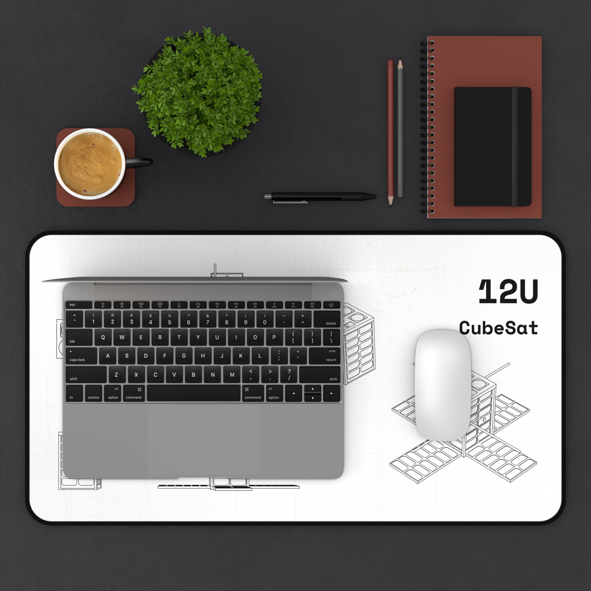 12U CubeSat White Blueprint Mouse Pad