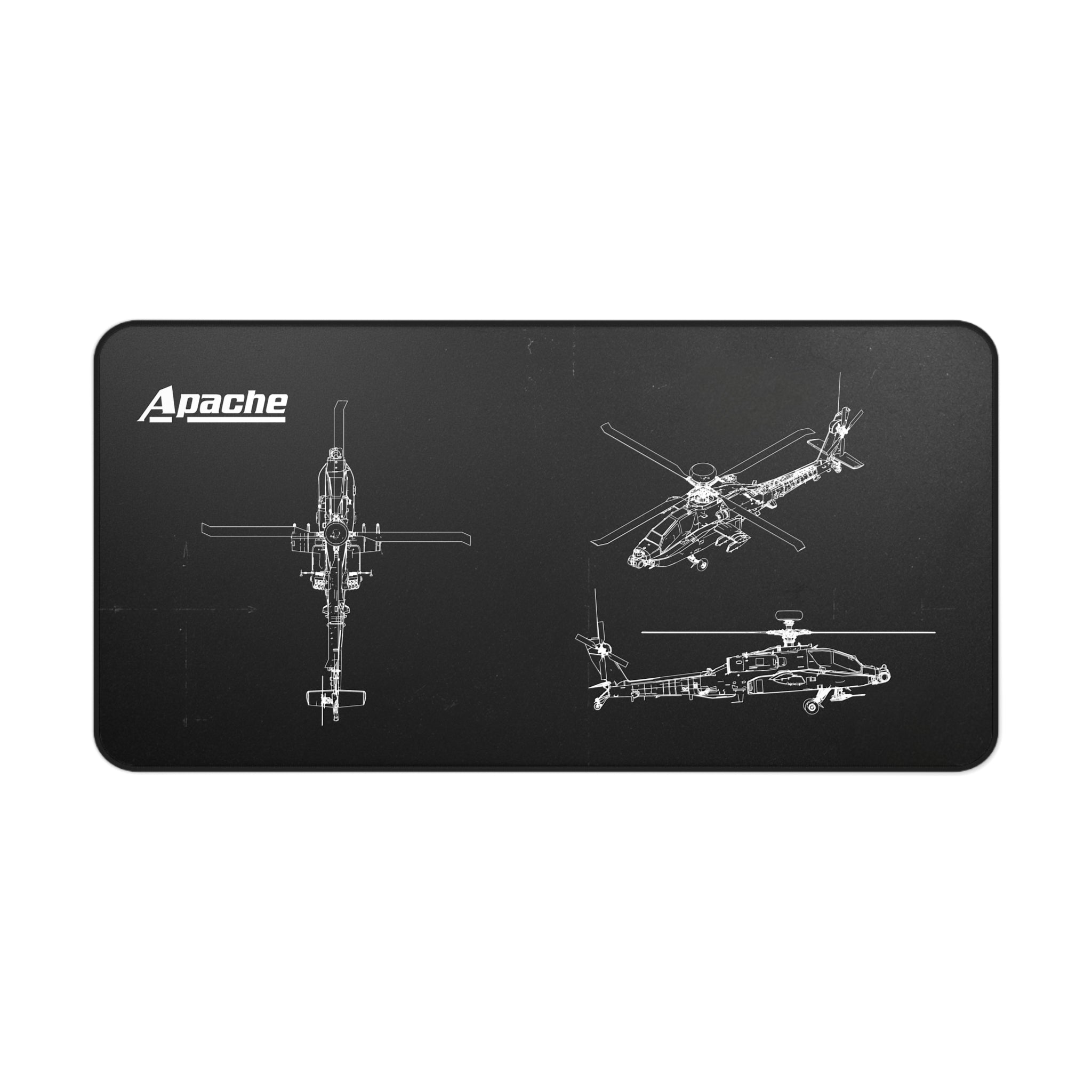 Apache Helicopter Black Blueprint Mouse Pad / Desk Mat
