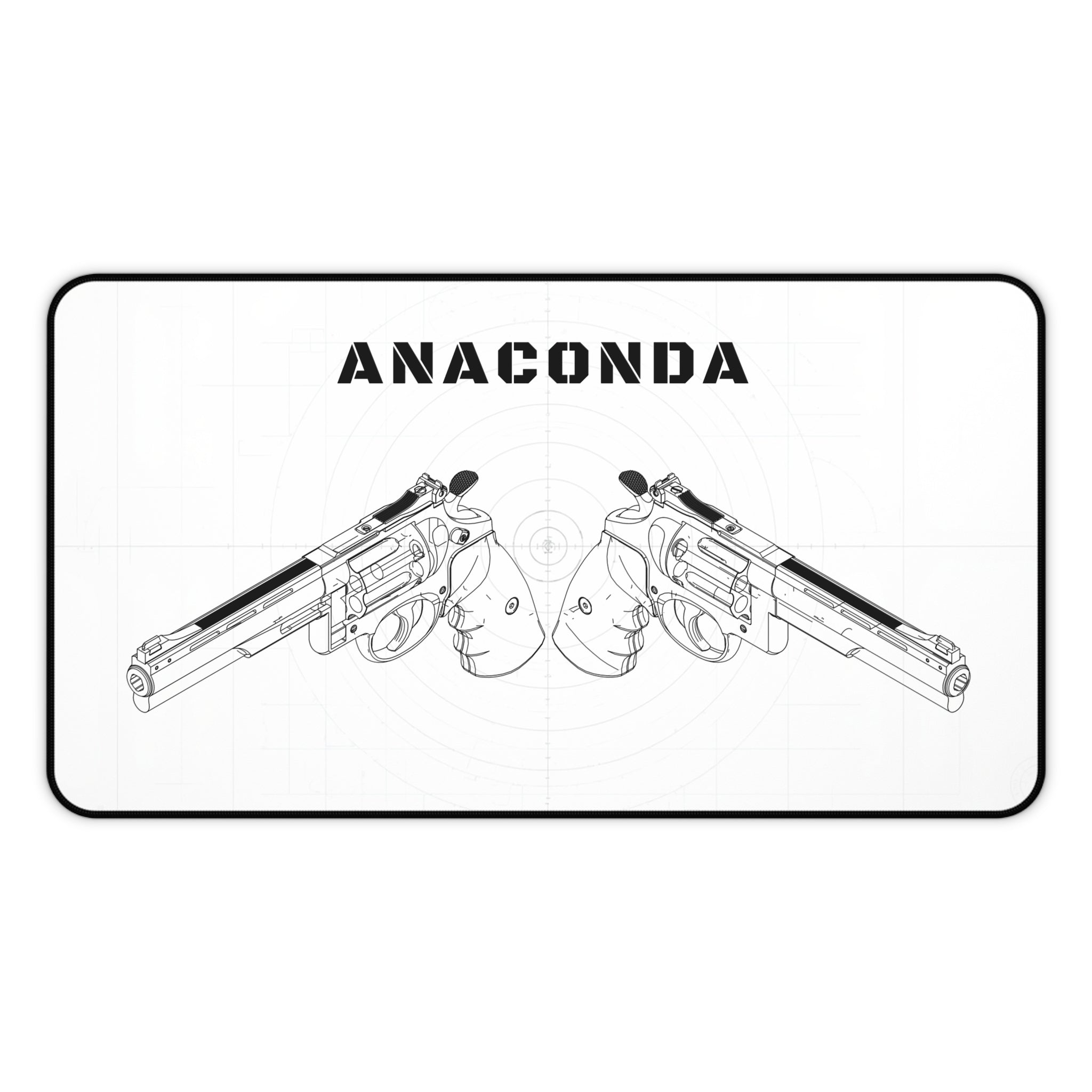 Anaconda Revolver White Blueprint Mouse Pad / Desk Mat