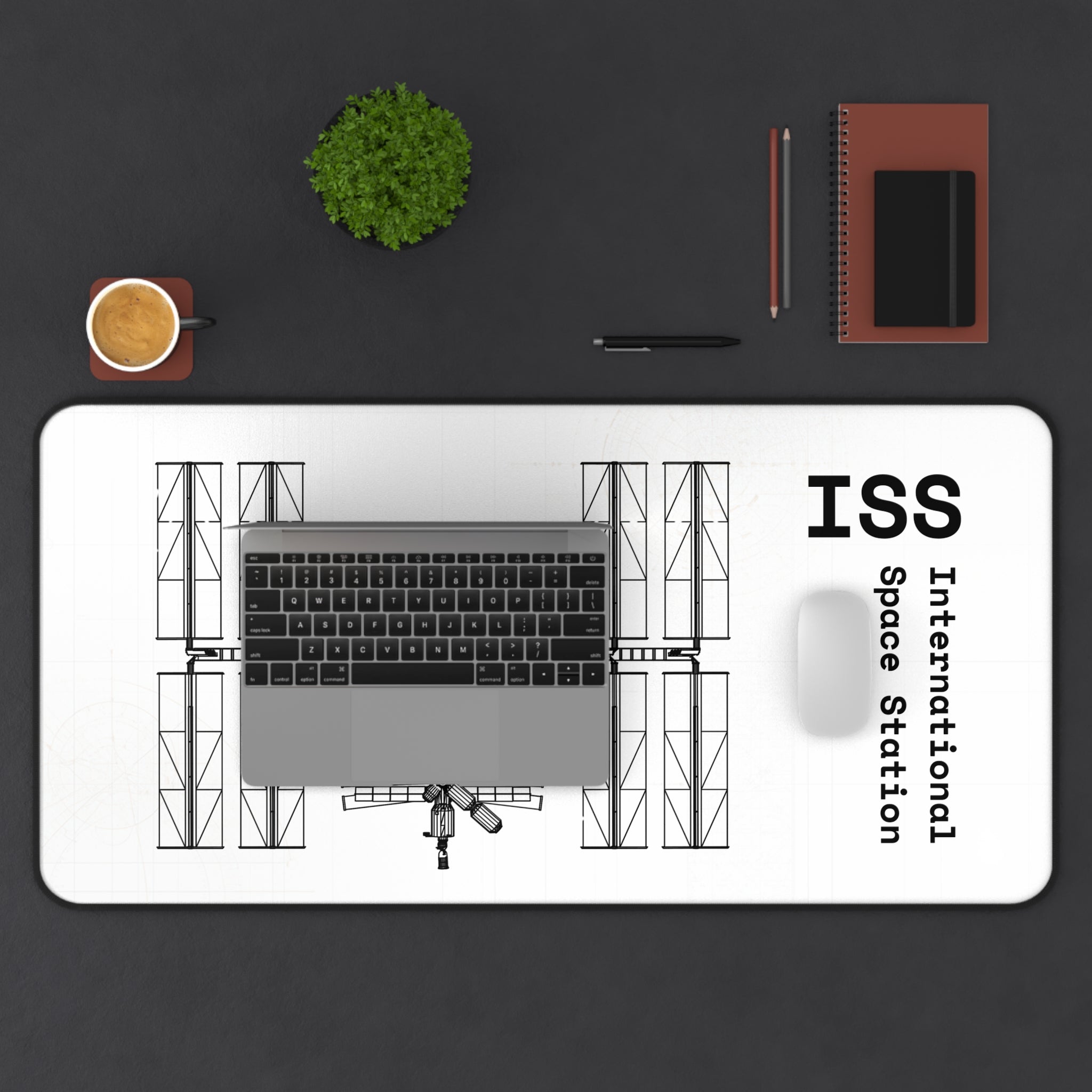 ISS International Space Station White Blueprint Mouse Pad