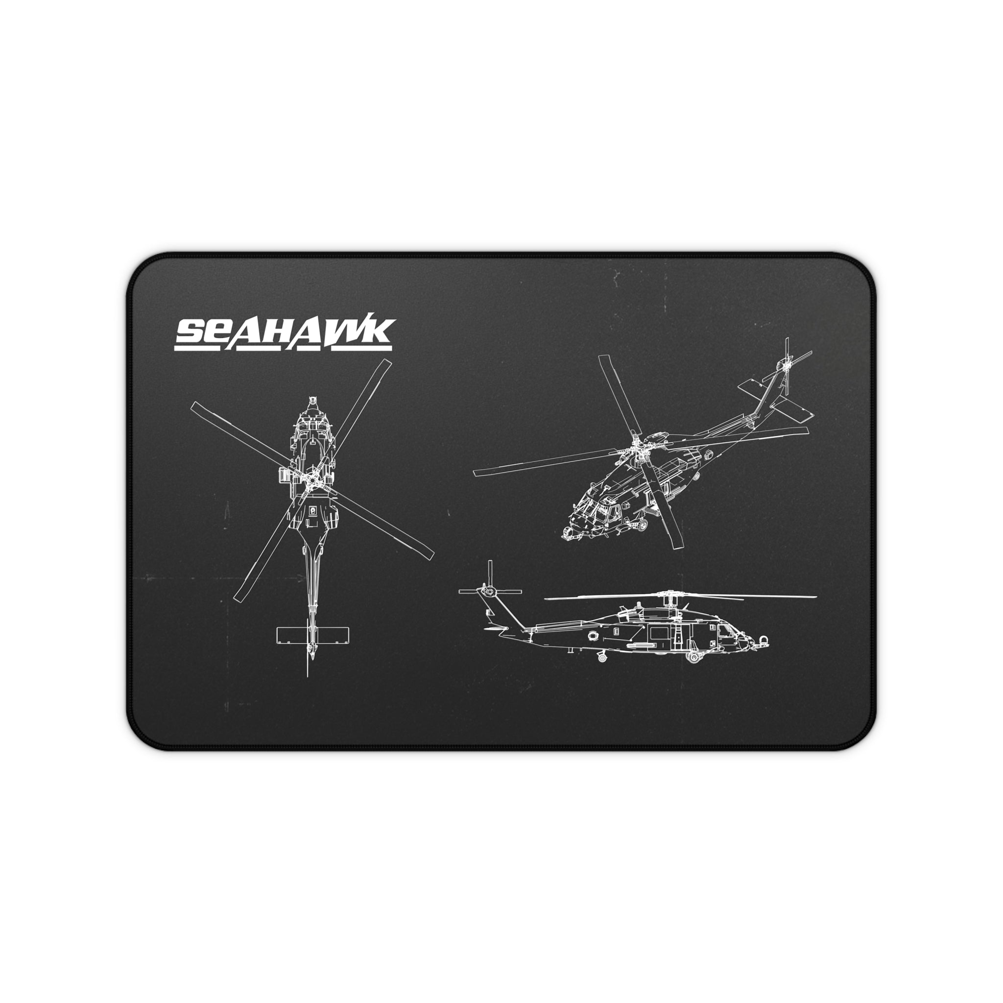Seahawk Helicopter Black Blueprint Mouse Pad / Desk Mat