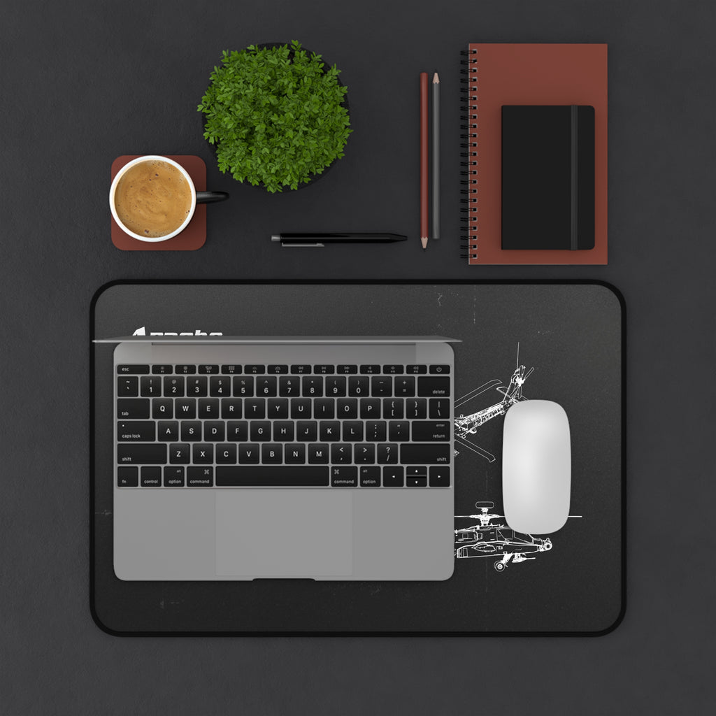 Apache Helicopter Black Blueprint Mouse Pad / Desk Mat