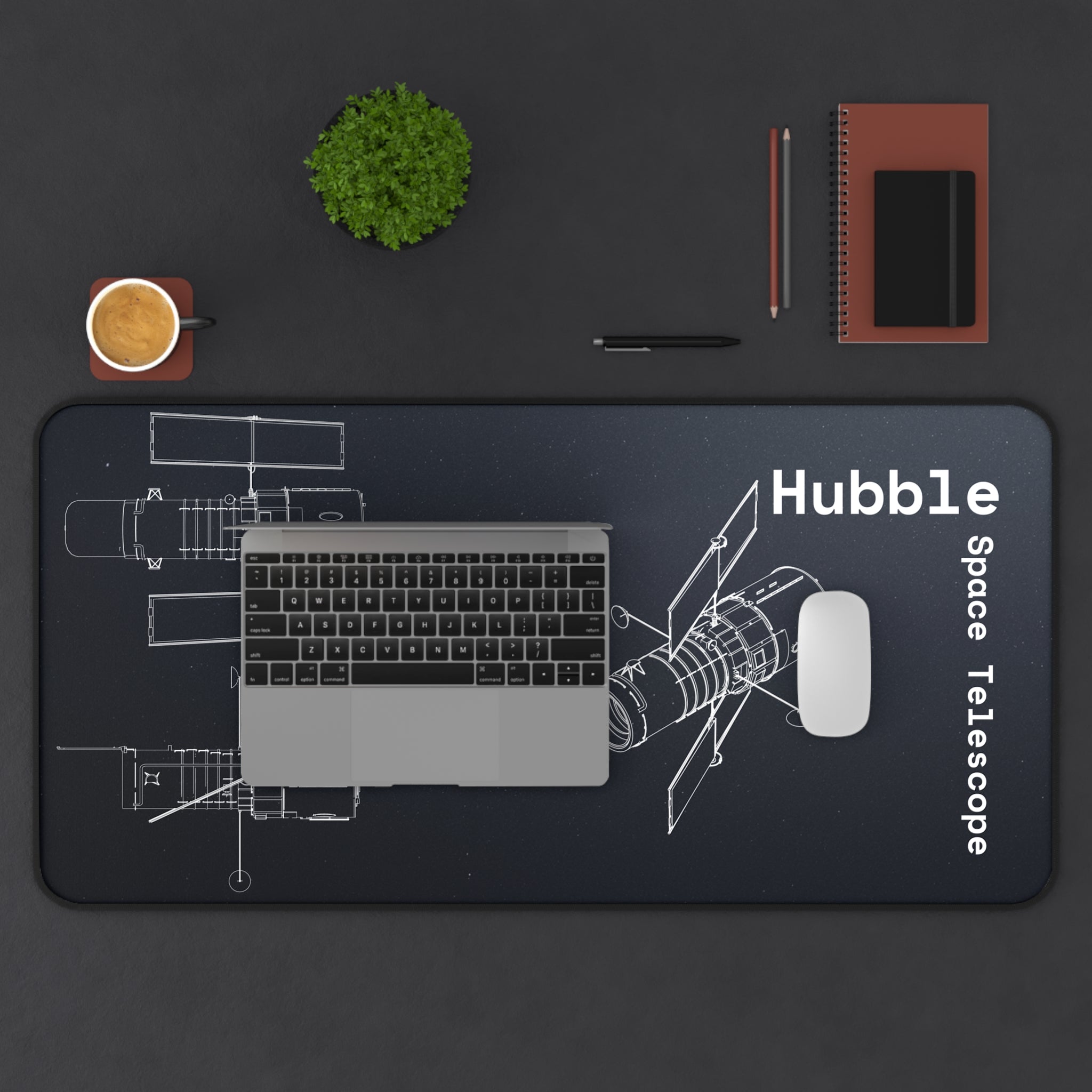 Hubble Space Telescope Black Blueprint Mouse Pad