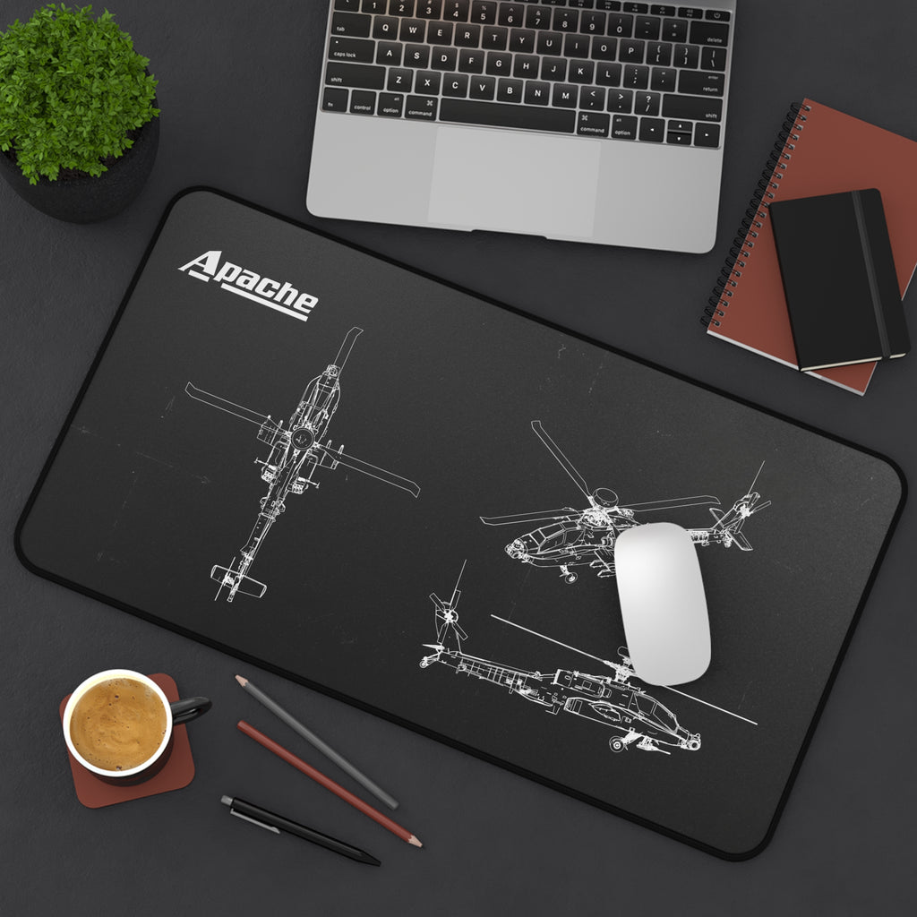 Apache Helicopter Black Blueprint Mouse Pad / Desk Mat