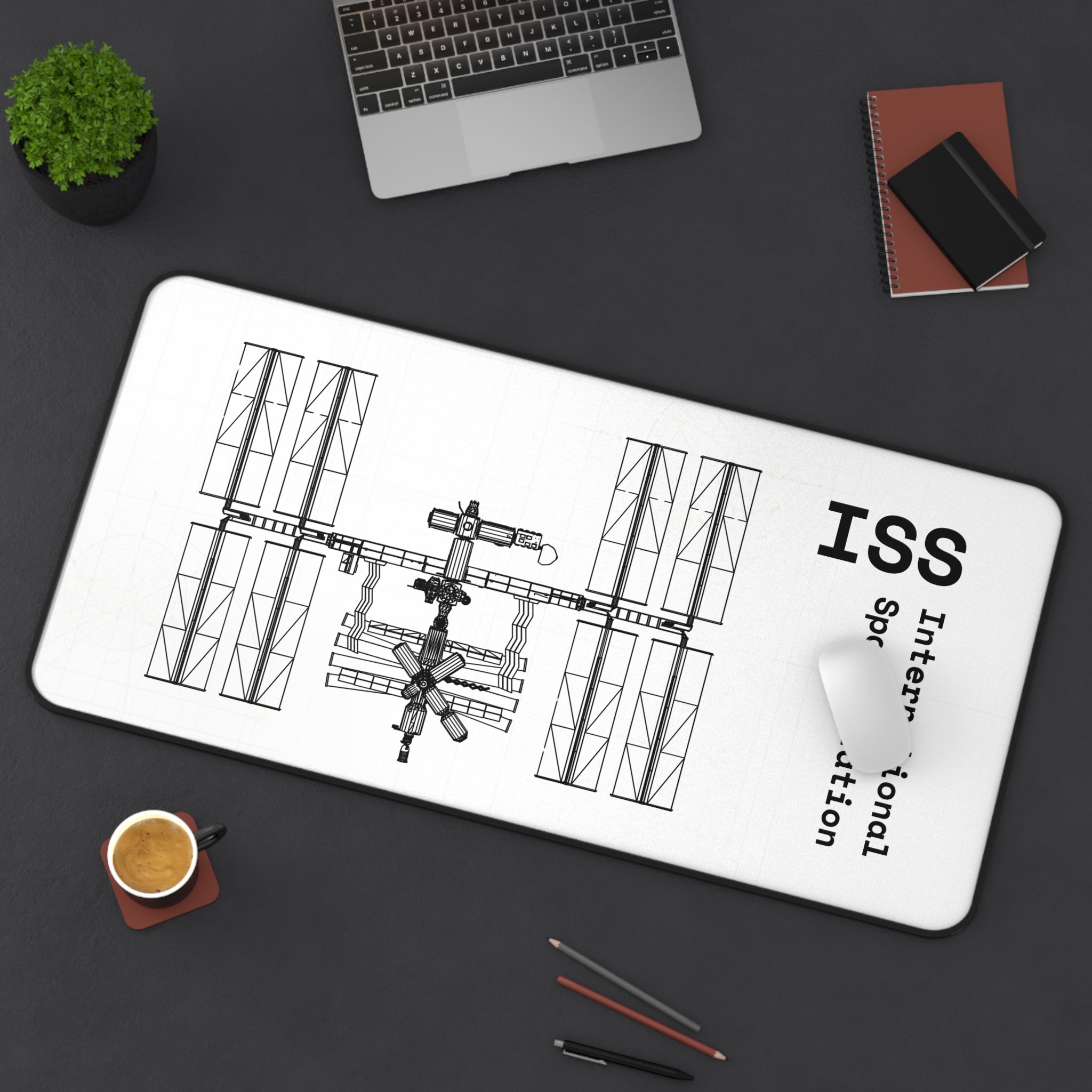 ISS International Space Station White Blueprint Mouse Pad