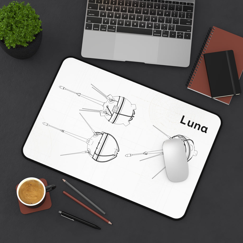 Luna Space Probe White Blueprint Mouse Pad