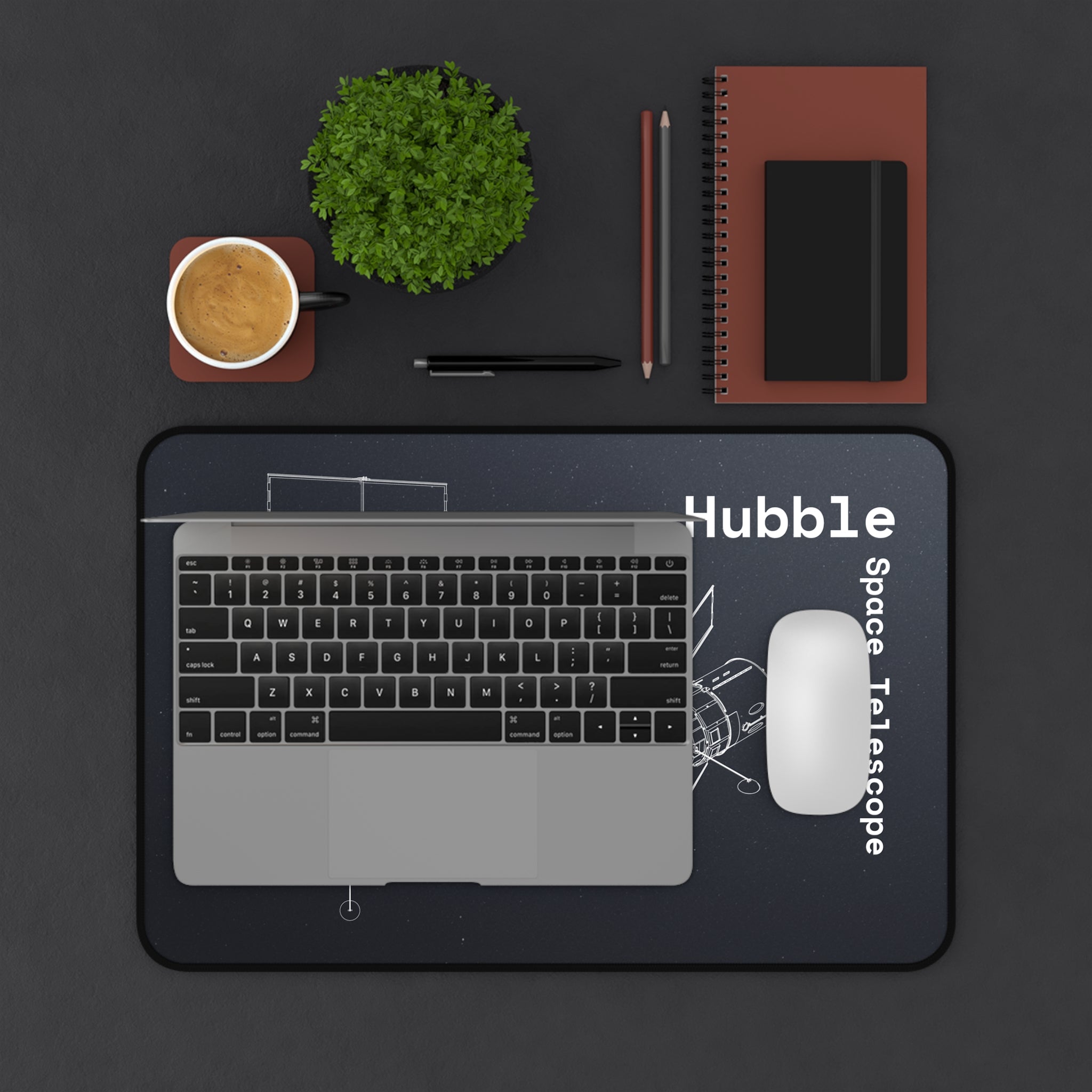 Hubble Space Telescope Black Blueprint Mouse Pad