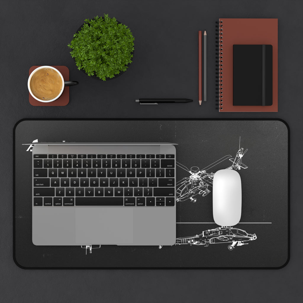 Apache Helicopter Black Blueprint Mouse Pad / Desk Mat