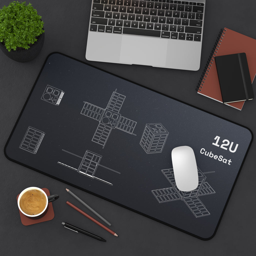 12U CubeSat Black Blueprint Mouse Pad