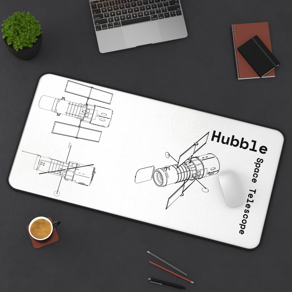 Hubble Space Telescope White Blueprint Mouse Pad