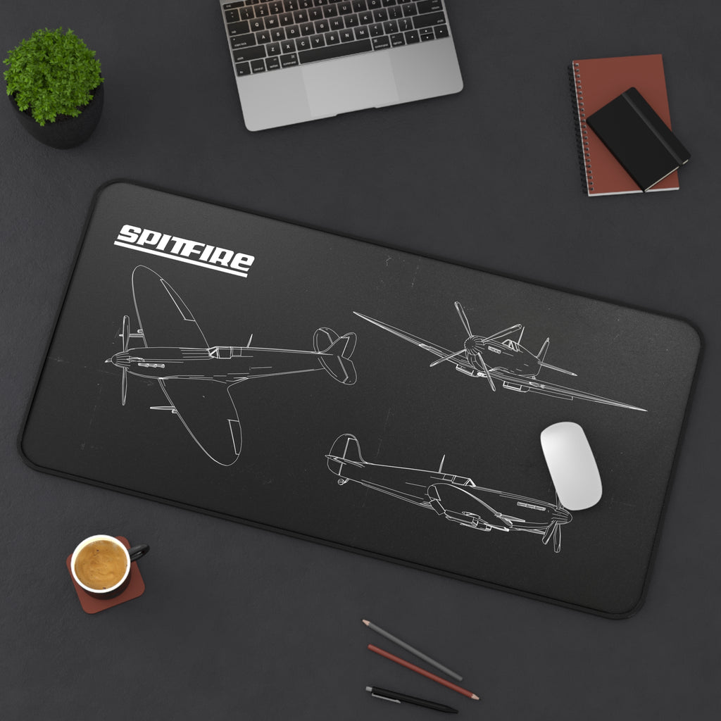 Spitfire Black Blueprint Mouse Pad / Desk Mat