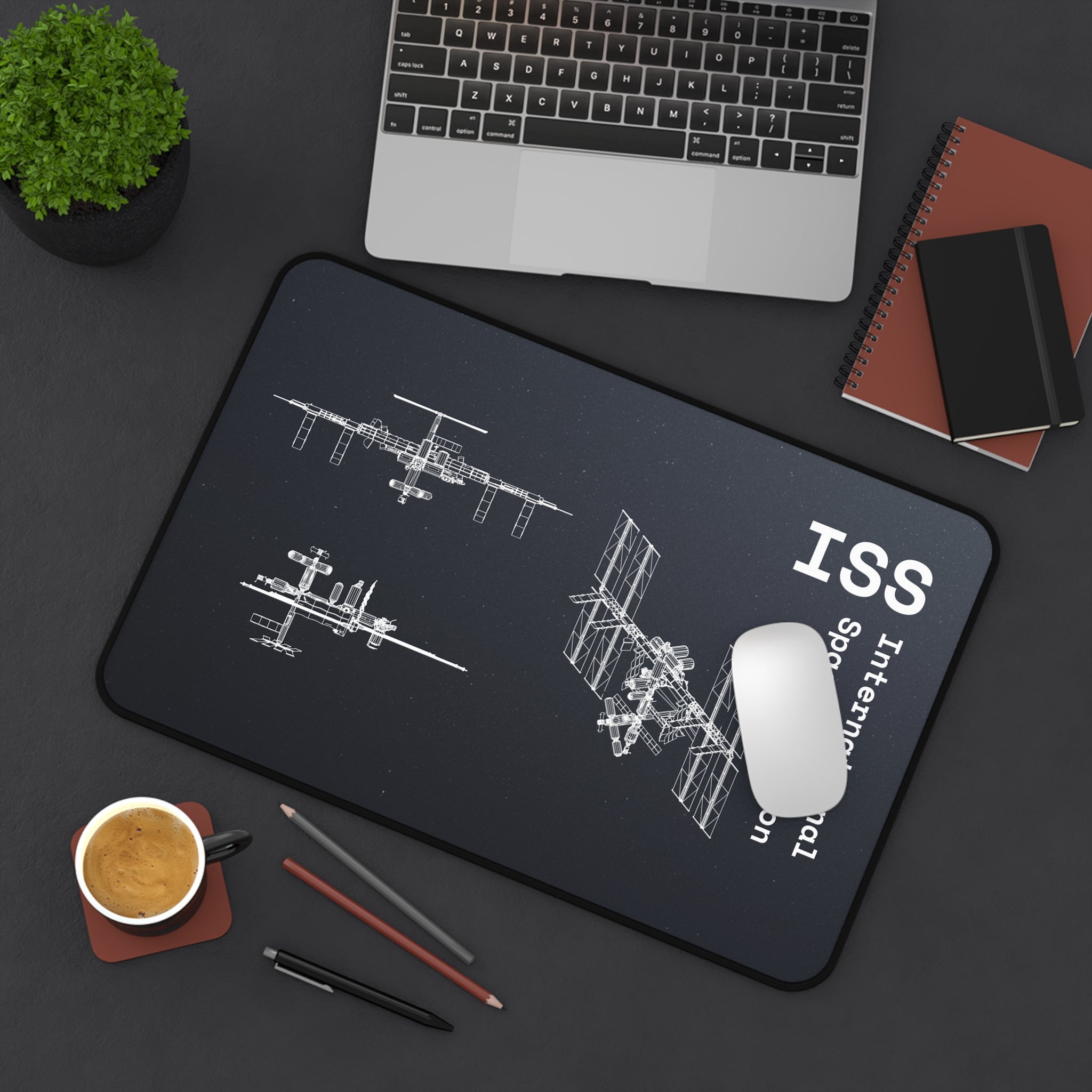 ISS International Space Station 2 Black Blueprint Mouse Pad