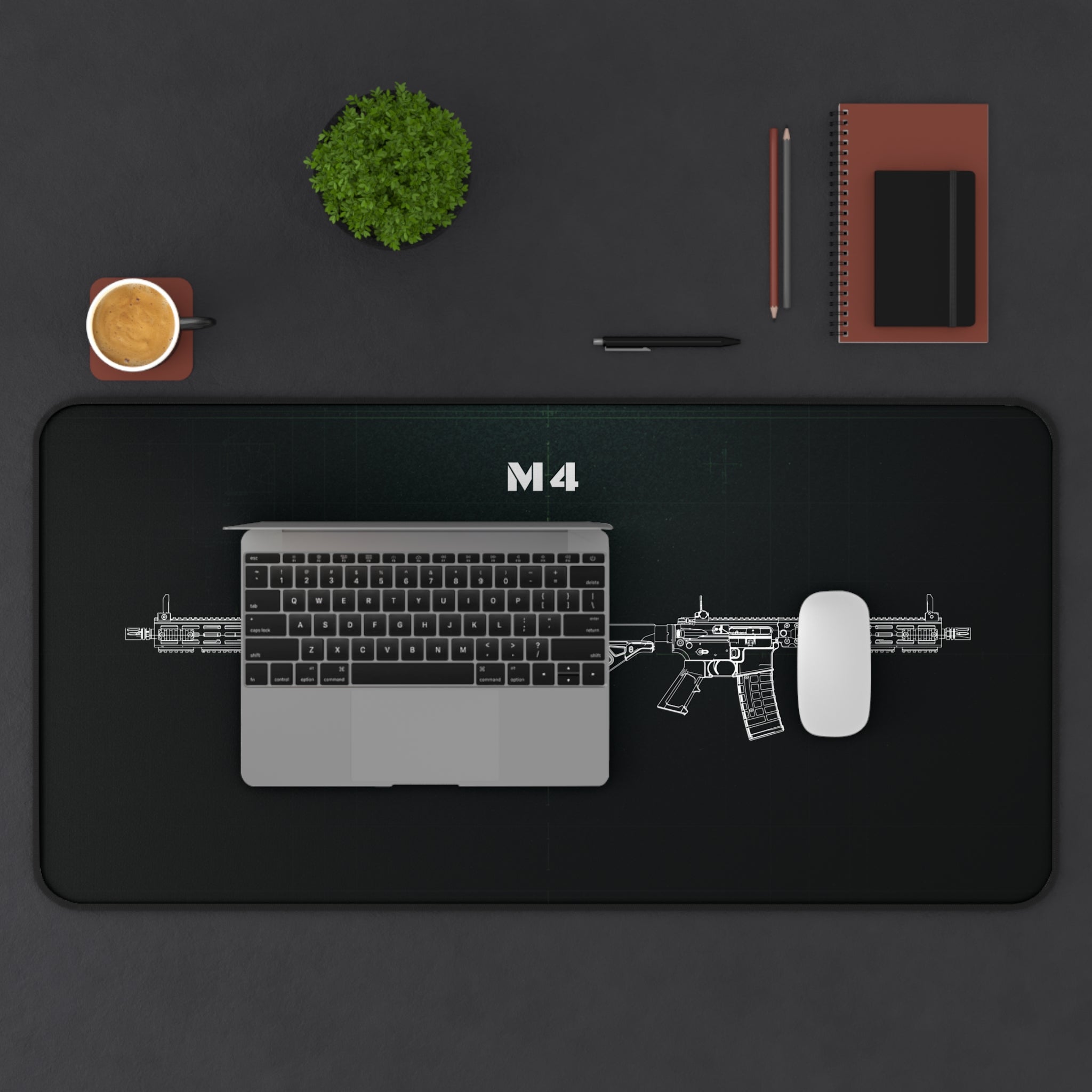 M4 Rifle Black Blueprint Mouse Pad / Desk Mat