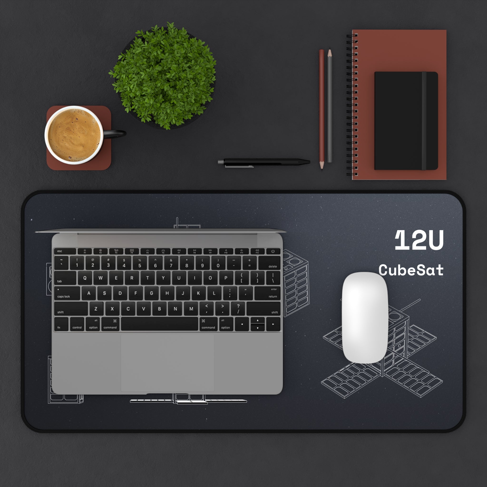 12U CubeSat Black Blueprint Mouse Pad