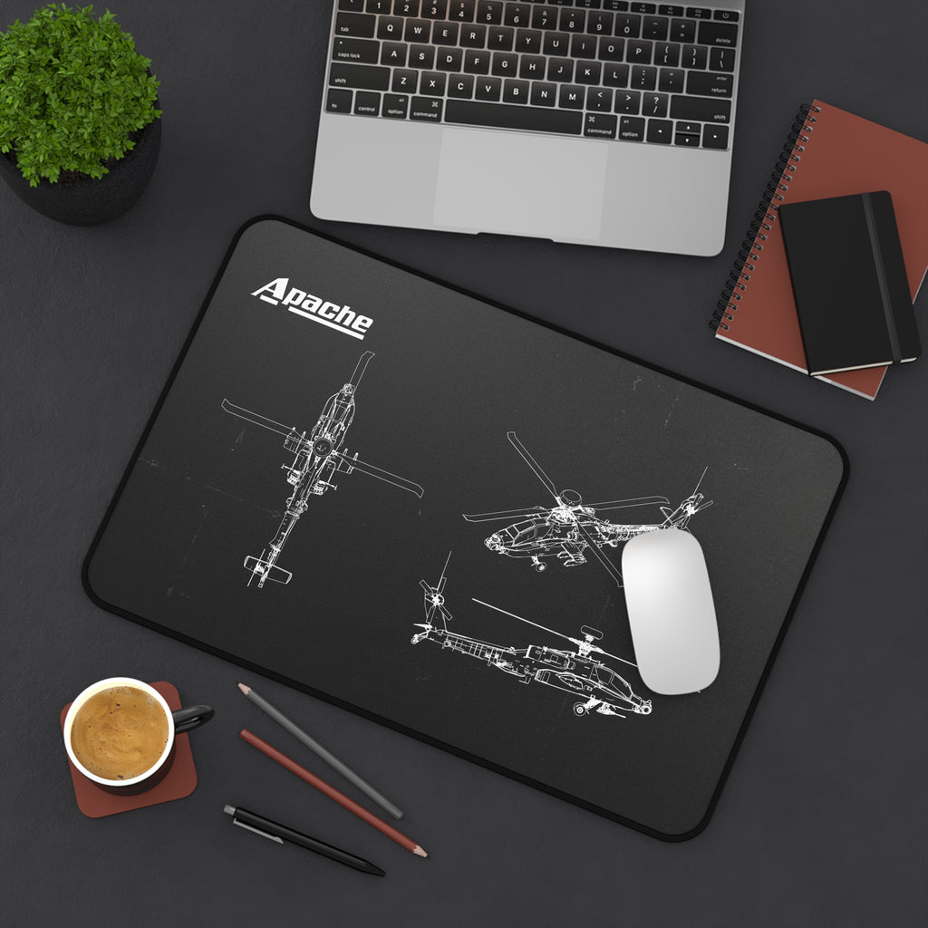 Apache Helicopter Black Blueprint Mouse Pad / Desk Mat