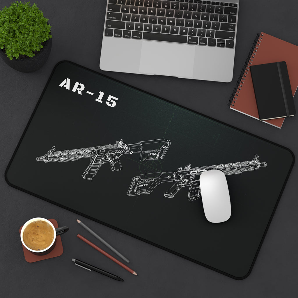 AR-15 Rifle Black Blueprint Mouse Pad / Desk Mat