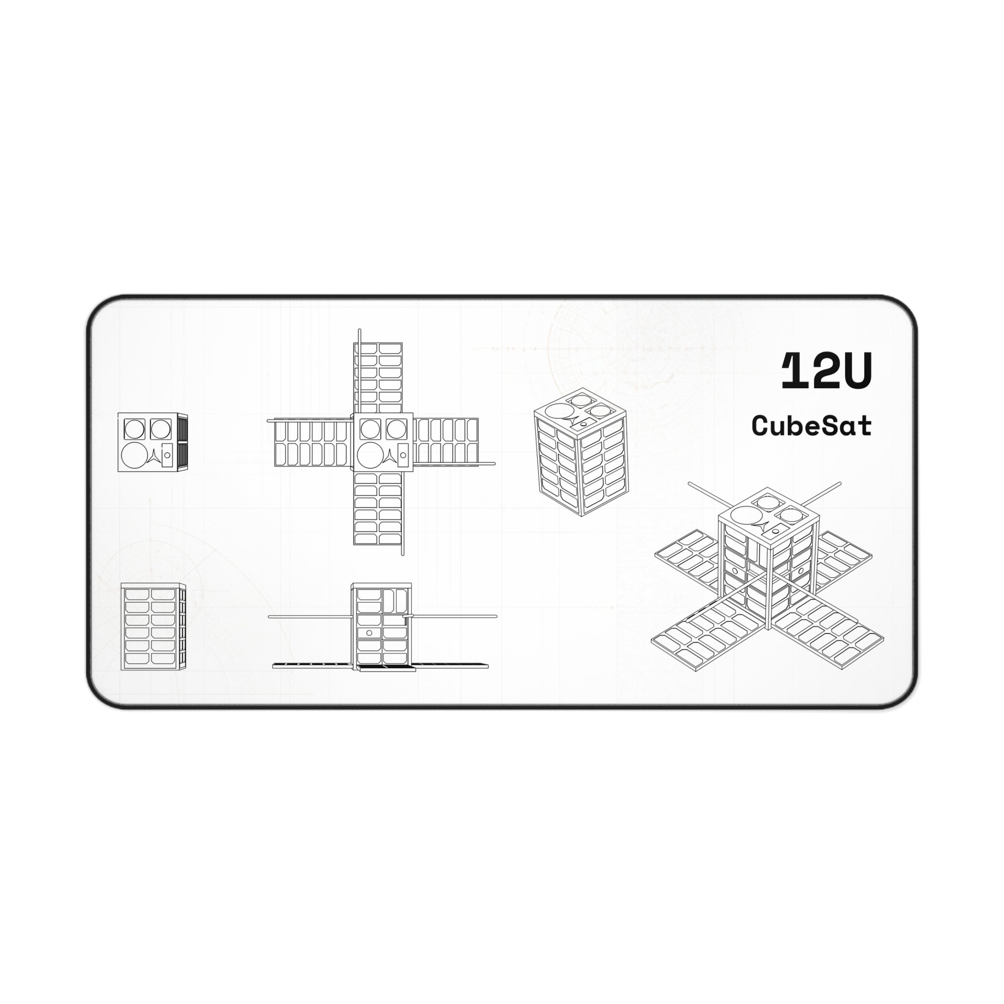 12U CubeSat White Blueprint Mouse Pad / Desk Mat