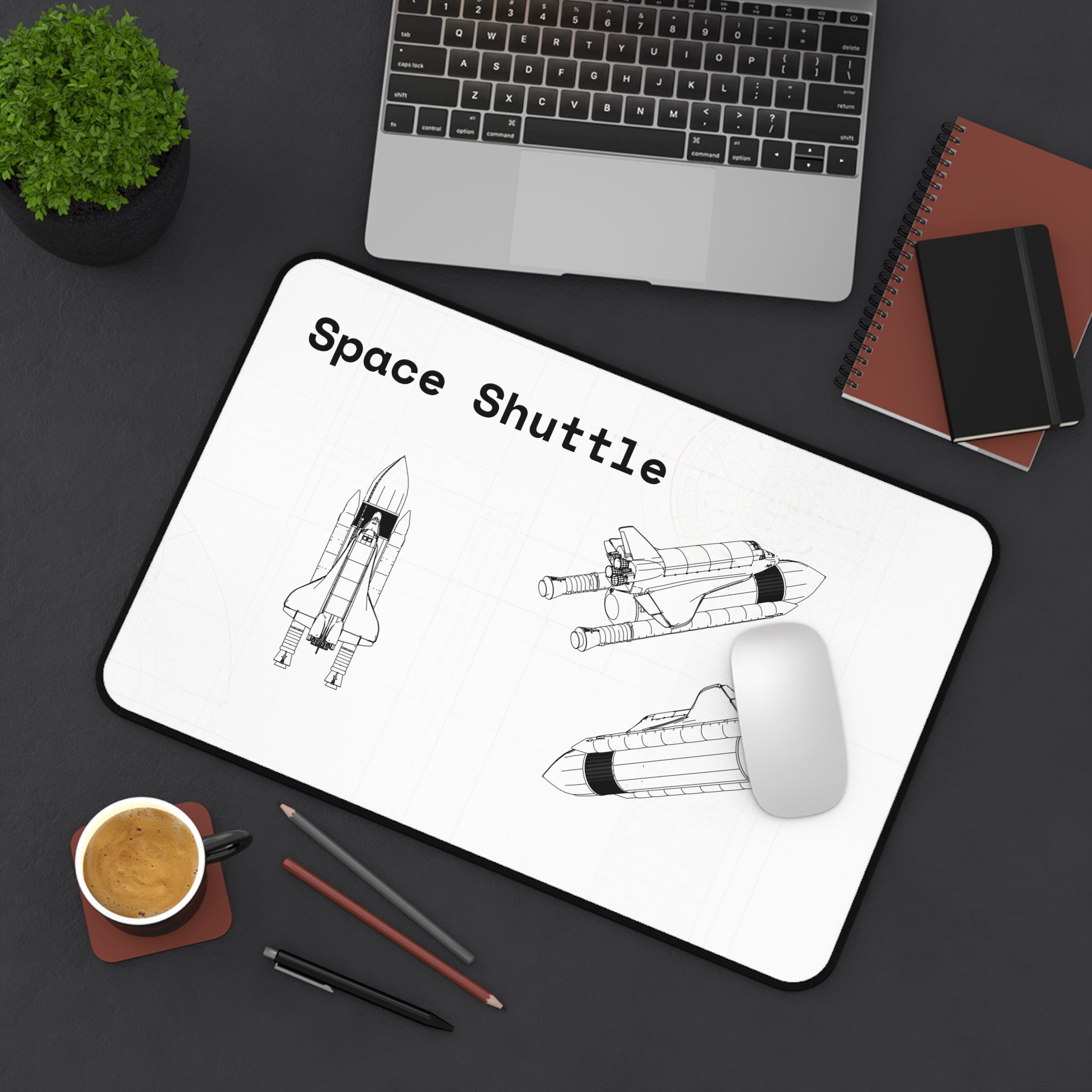 Space Shuttle White Blueprint Mouse Pad