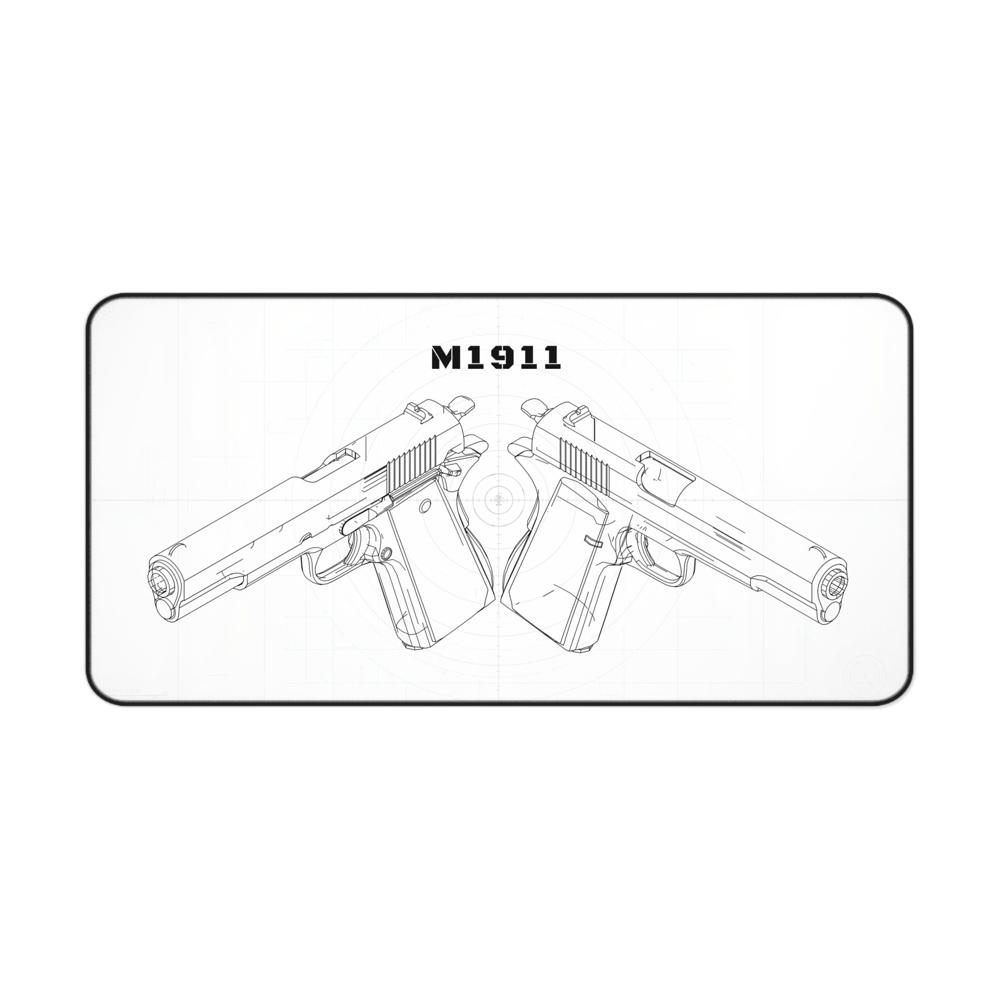 M1911 Pistol White Blueprint Mouse Pad / Desk Mat
