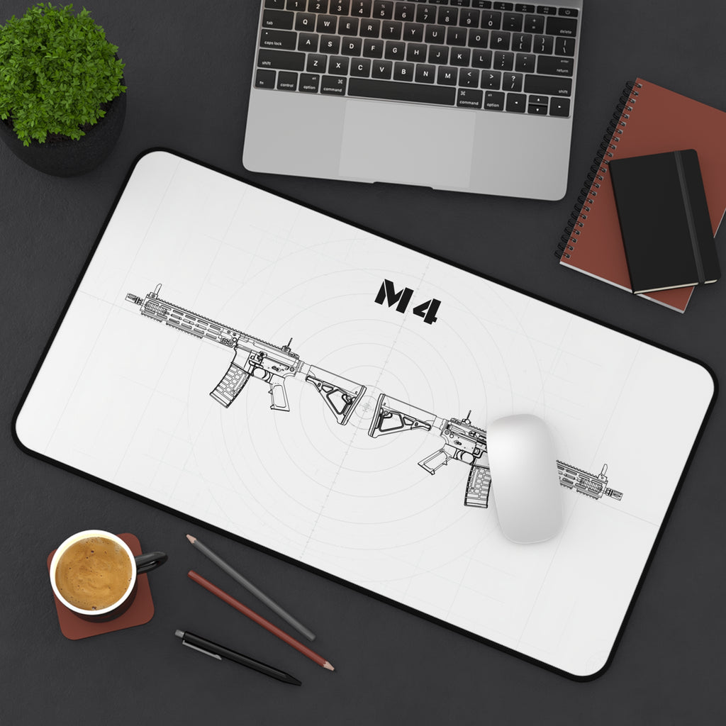 M4 Rifle White Mouse Pad / Desk Mat