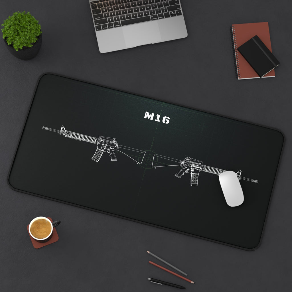 M16 Rifle Black Blueprint Mouse Pad / Desk Mat