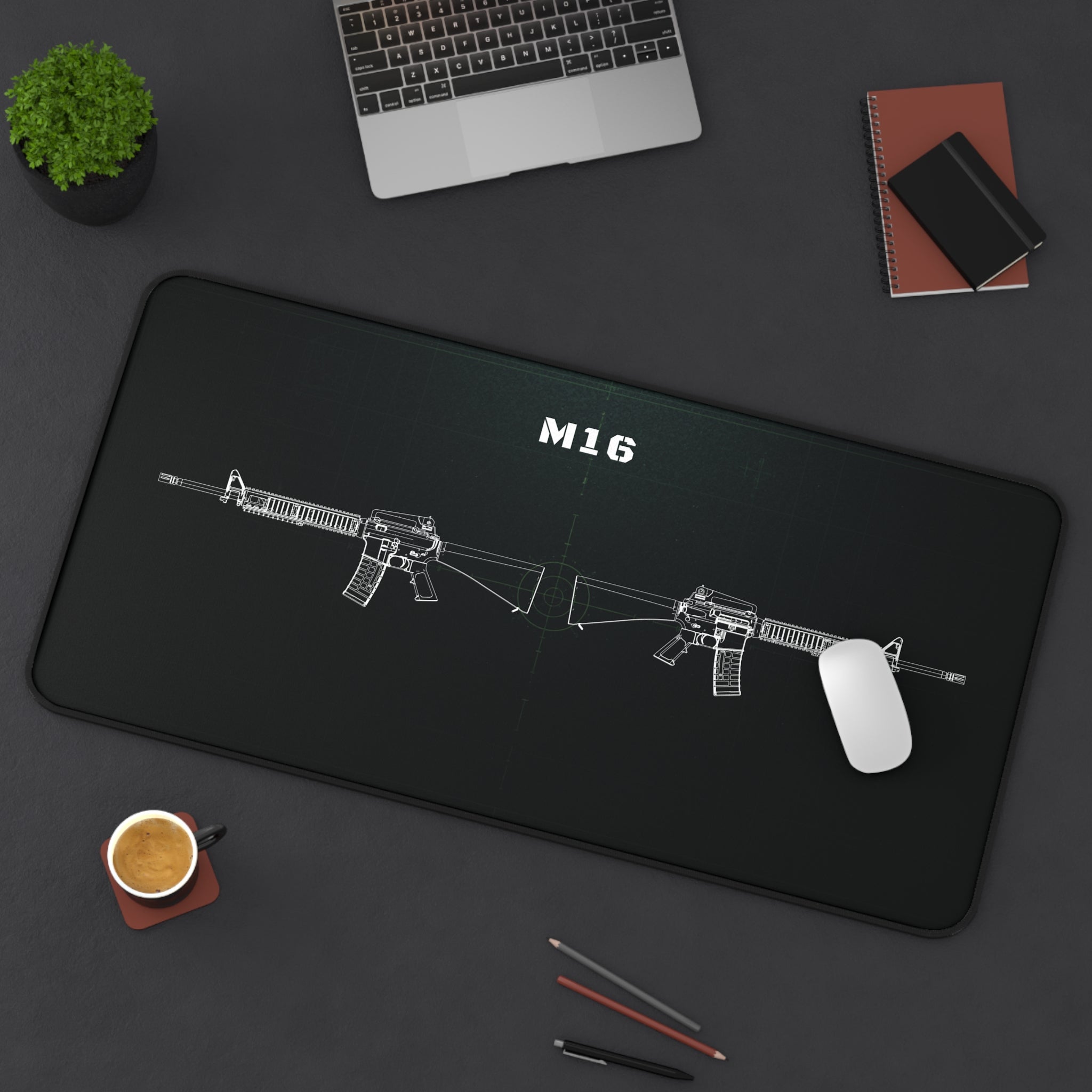 M16 Rifle Black Blueprint Mouse Pad / Desk Mat