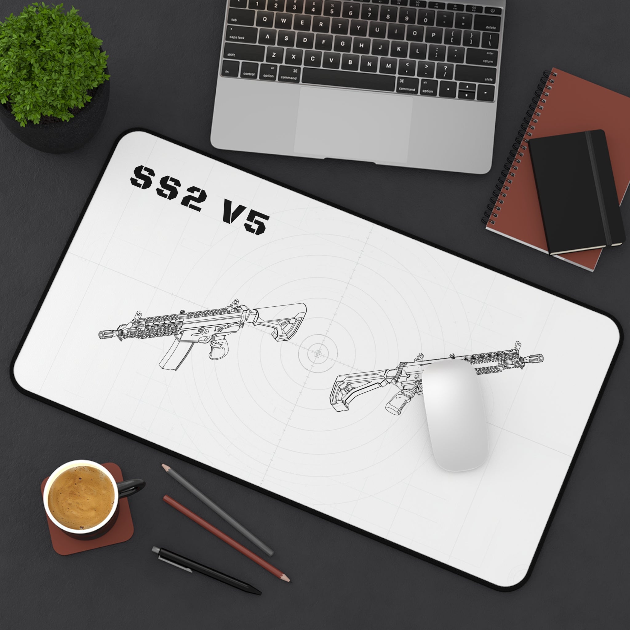 SS2 V5 Rifle White Blueprint Mouse Pad / Desk Mat