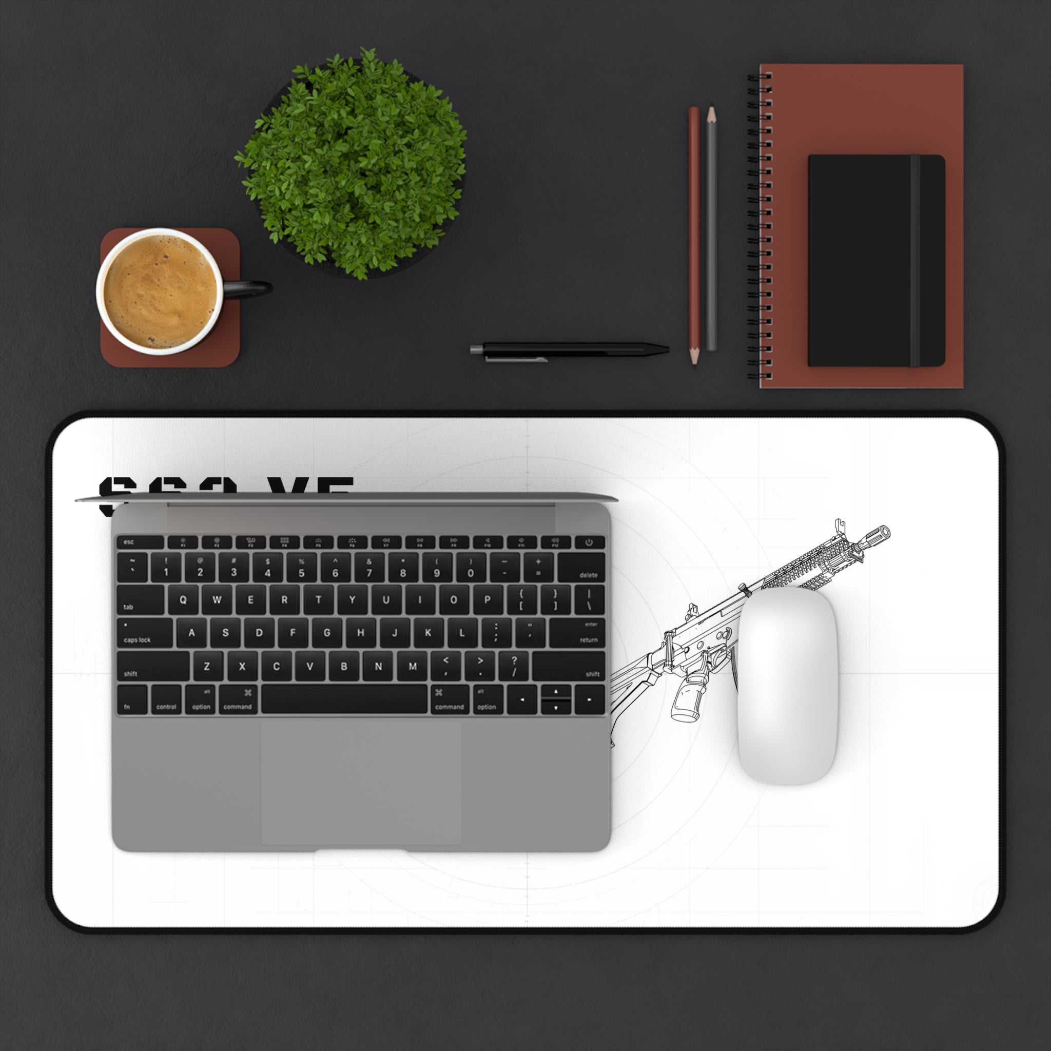 SS2 V5 Rifle White Blueprint Mouse Pad / Desk Mat