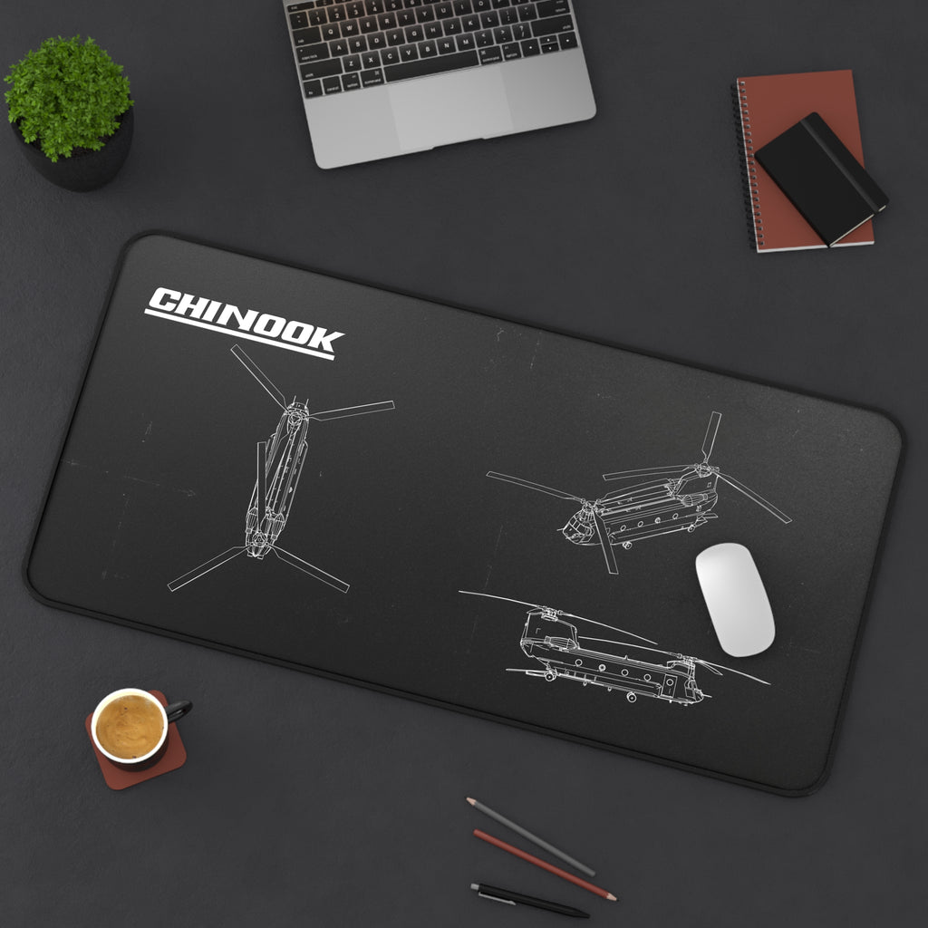 Chinook Helicopter Black Blueprint Mouse Pad / Desk Mat